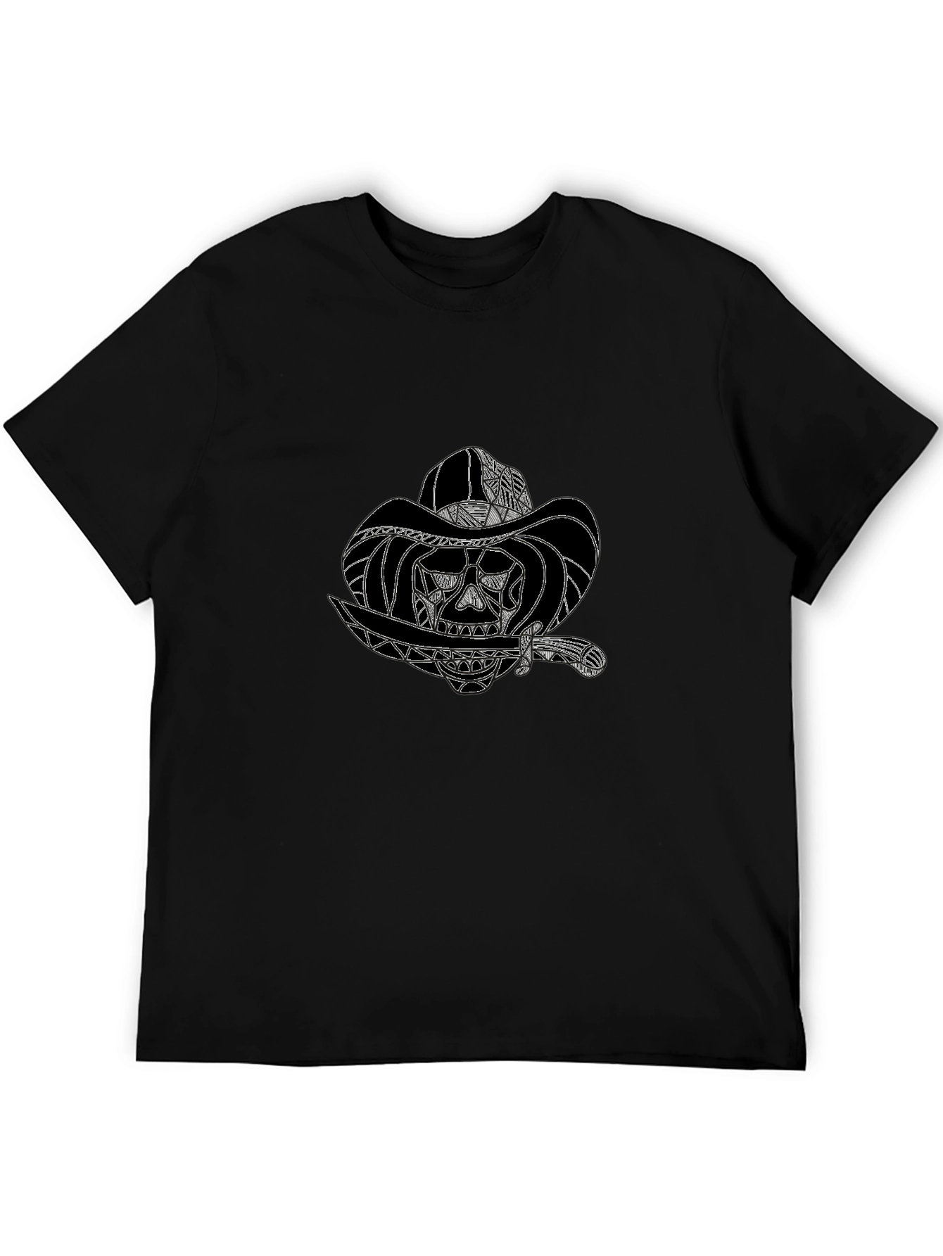 Skull Cowboy Graphic Black T-Shirt