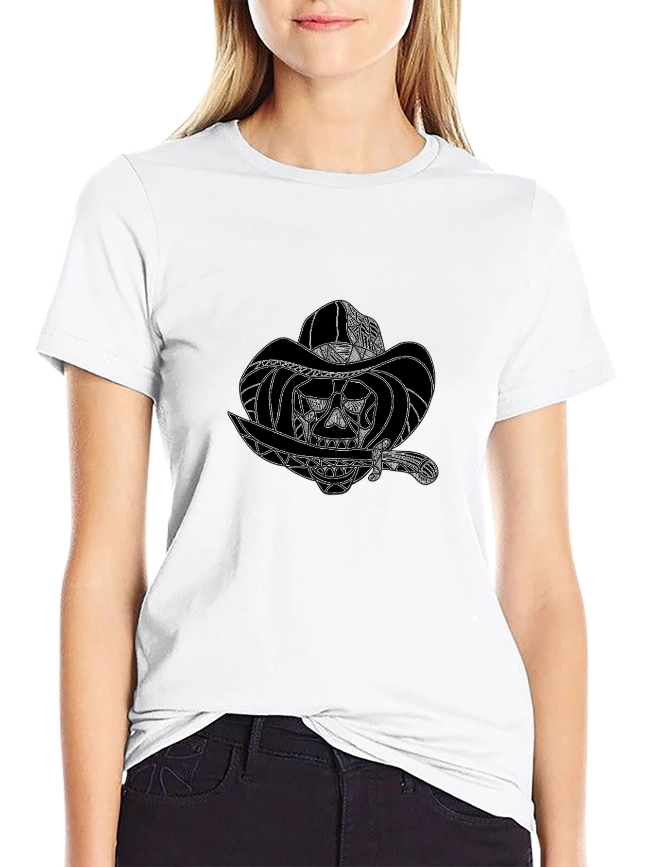 Skull Cowboy Graphic Black T-Shirt