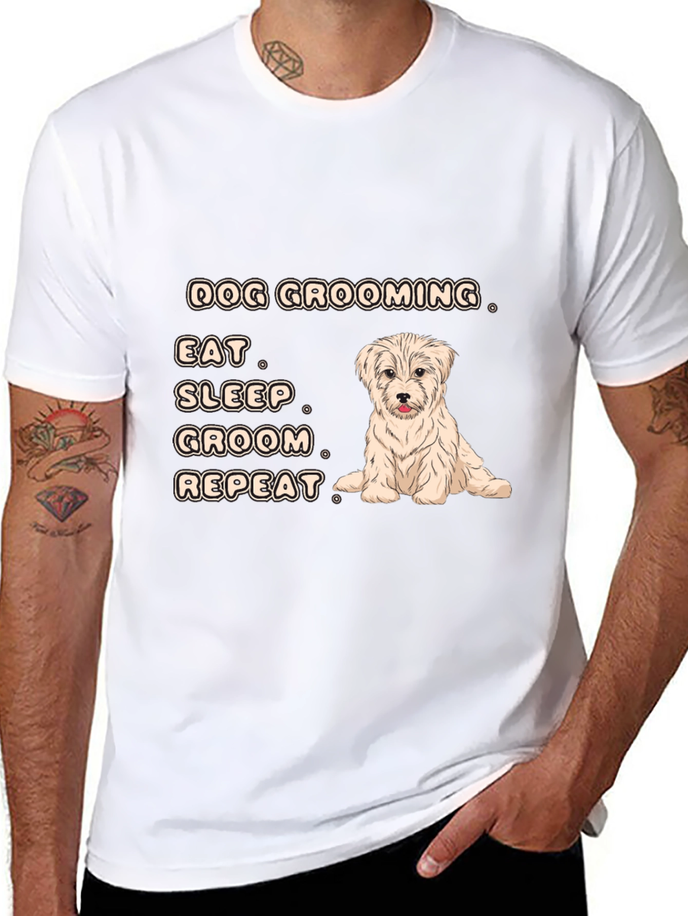 Dog Grooming T-Shirt - Eat Sleep Groom Repeat!