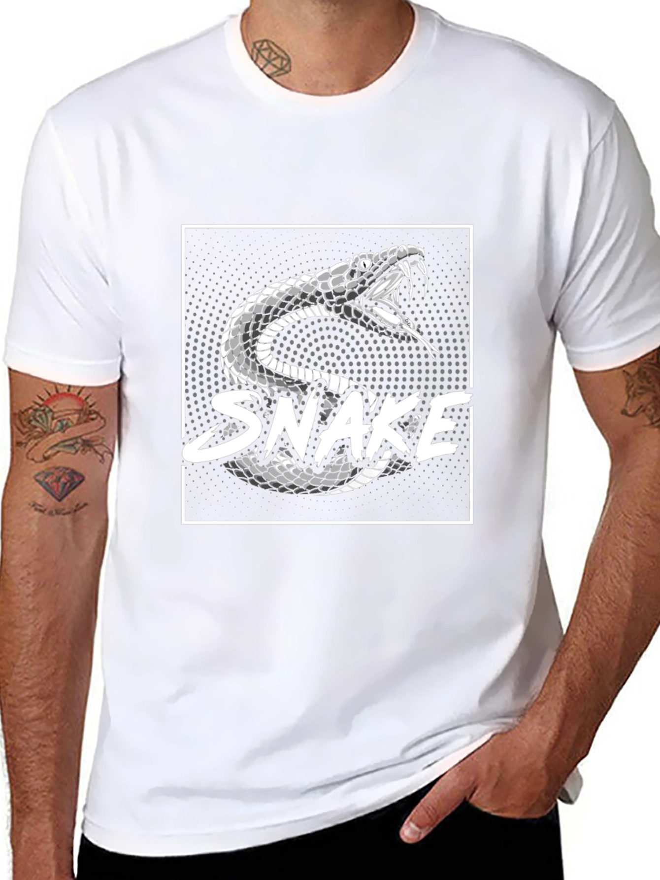 Mens Black Snake Graphic T-Shirt