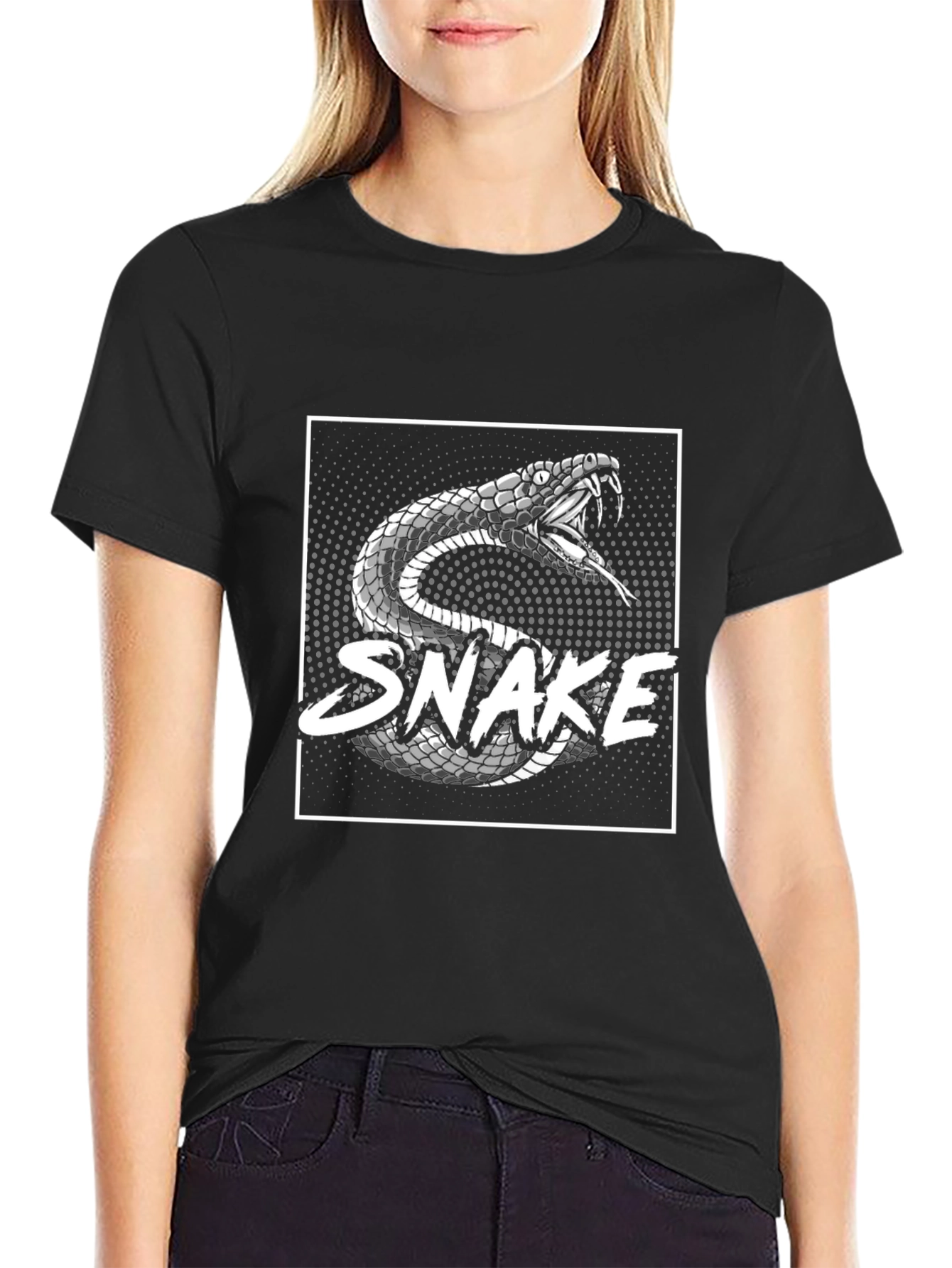 Mens Black Snake Graphic T-Shirt