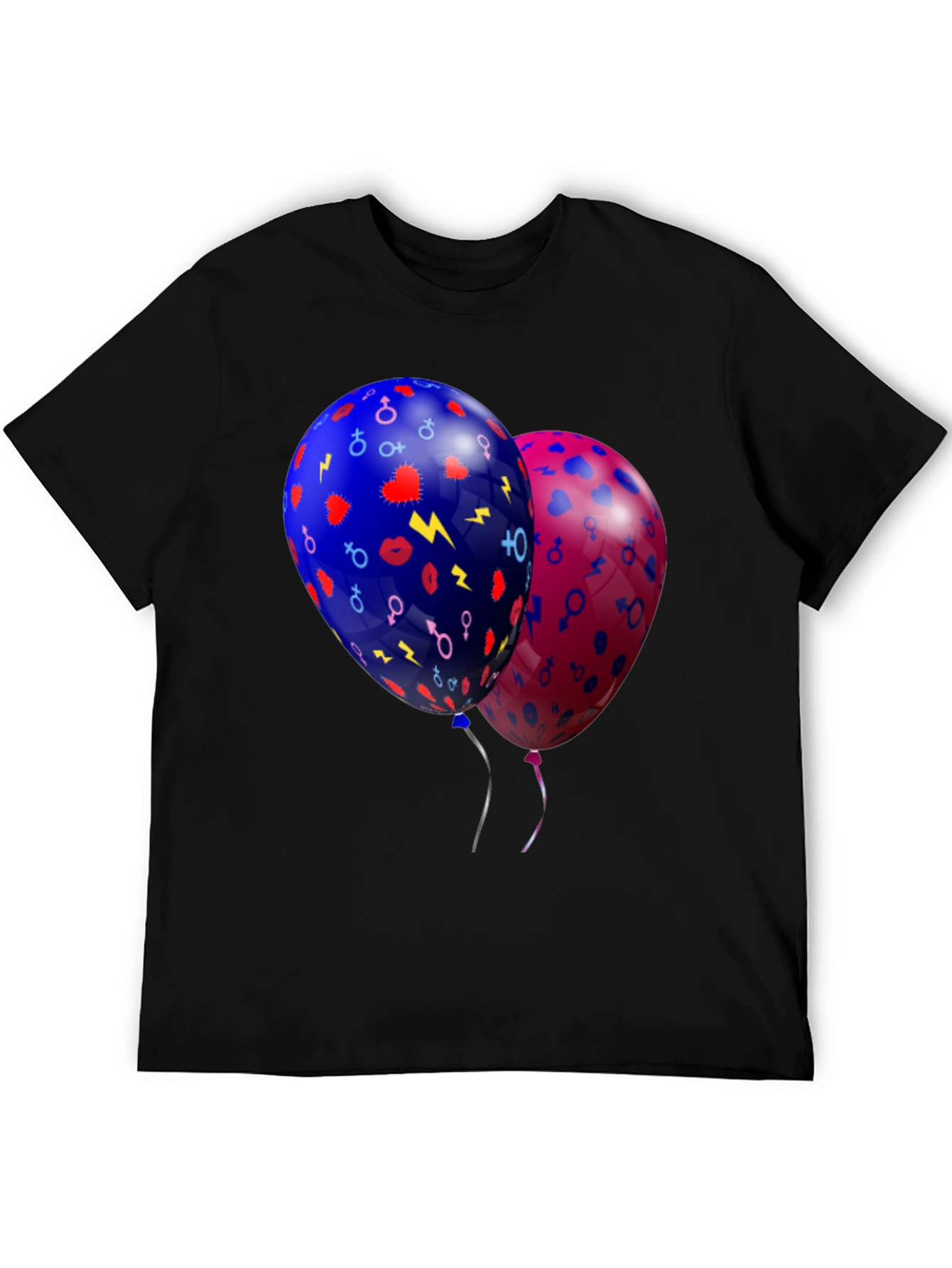 Stylish Balloons Graphic Black T-Shirt
