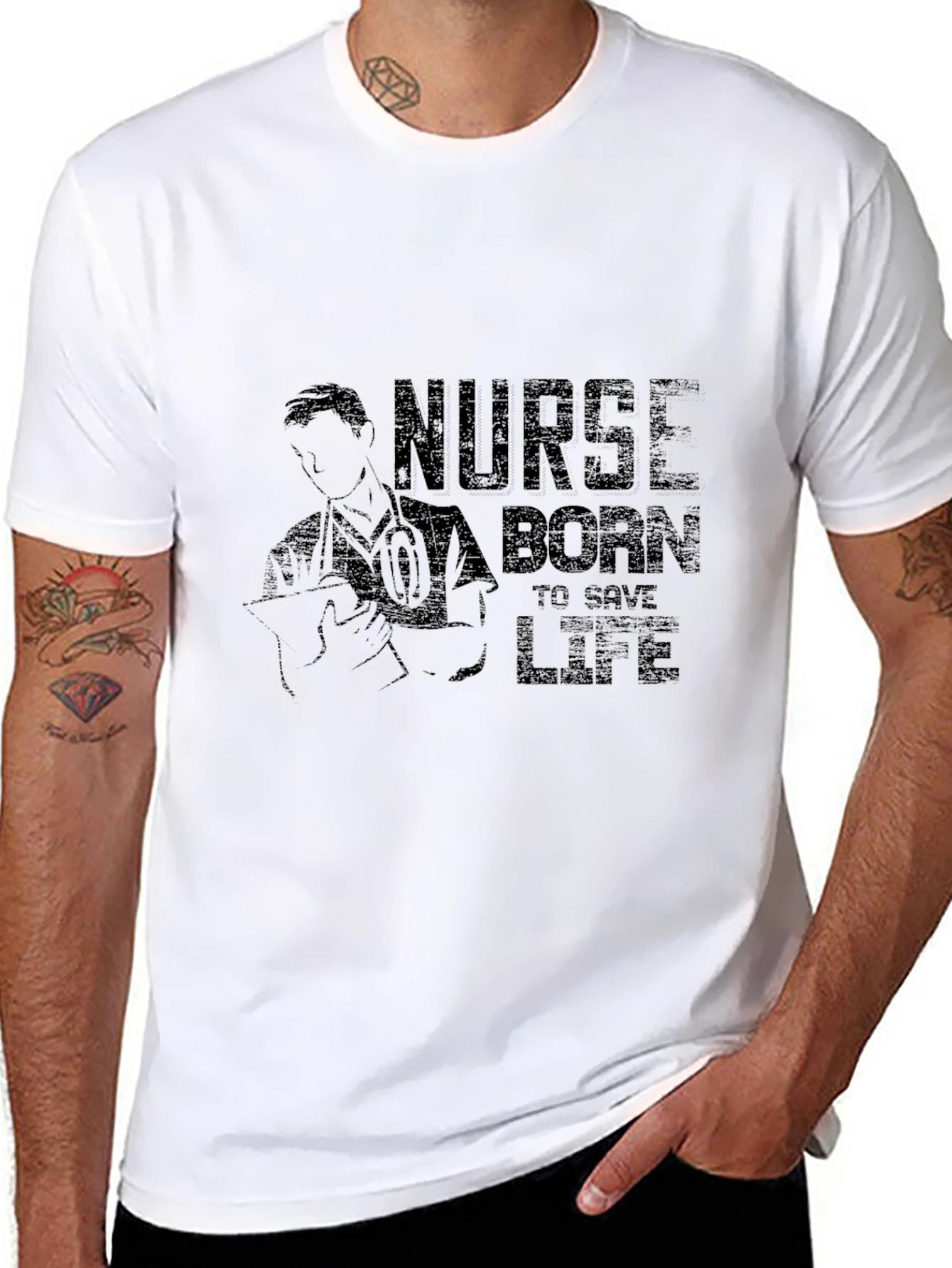 Nurse Born to Save Life Graphic T-Shirt