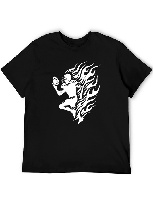 Football Player Fire Graphic T-Shirt