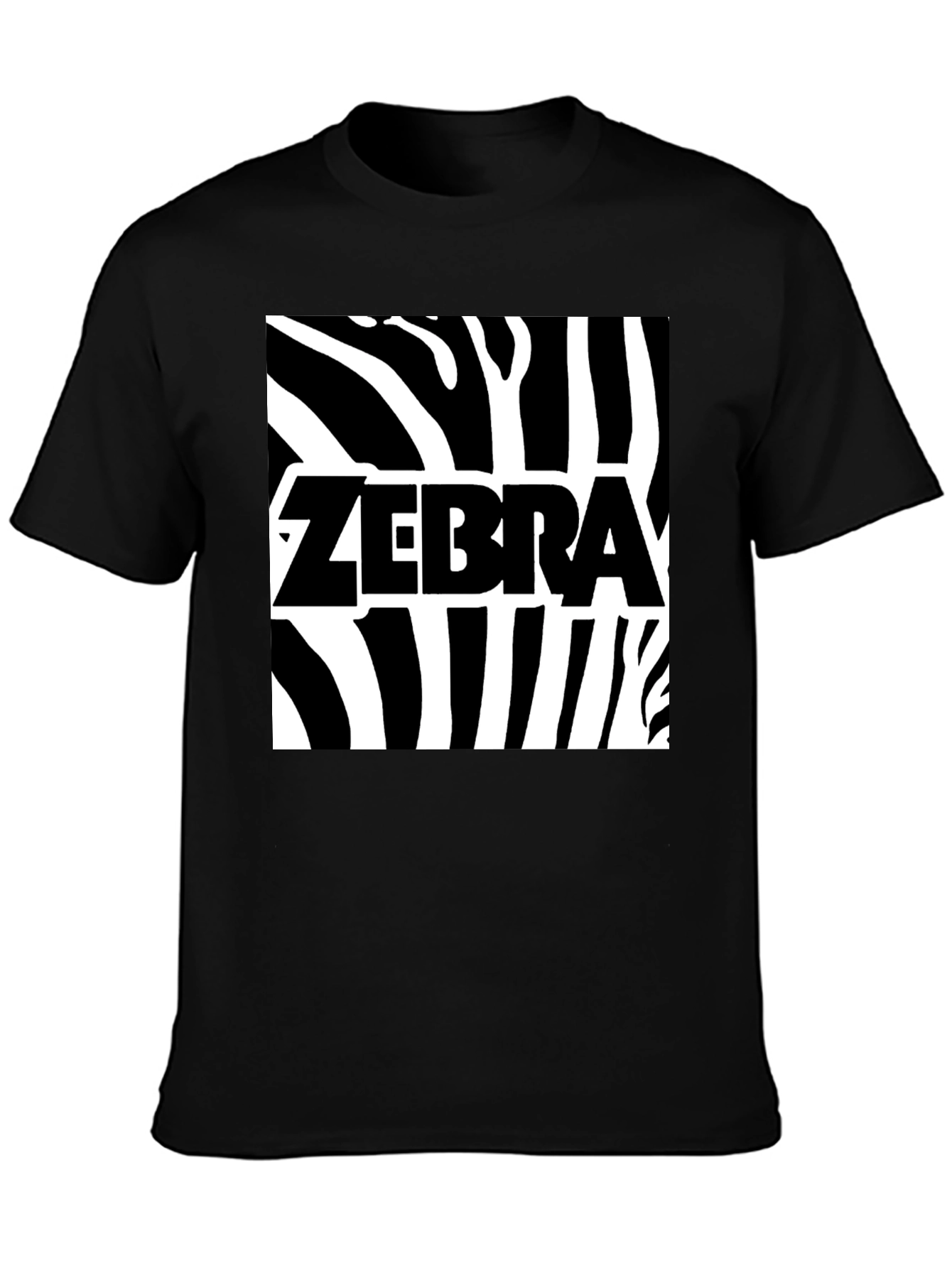 Zebra Print Graphic Tee - Black Cotton T-Shirt