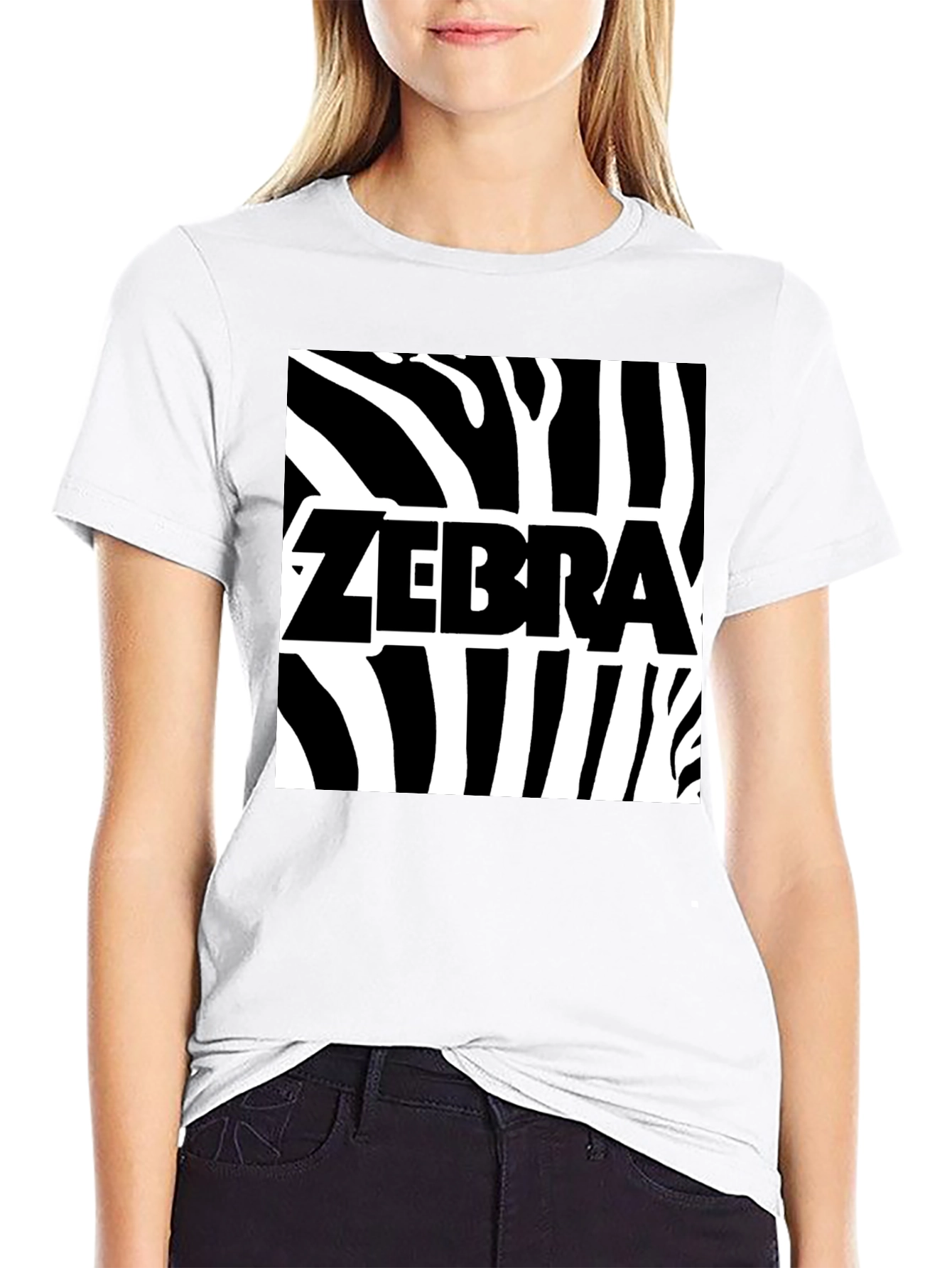 Zebra Print Graphic Tee - Black Cotton T-Shirt