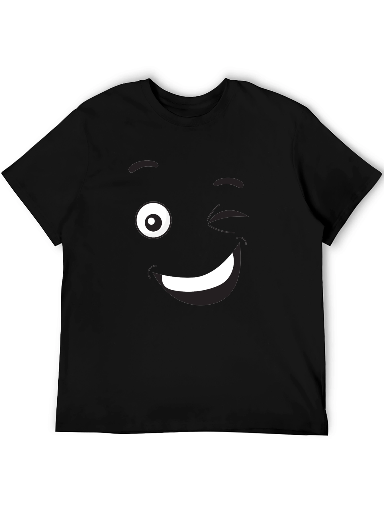 Winking Emoji Graphic Black T-Shirt