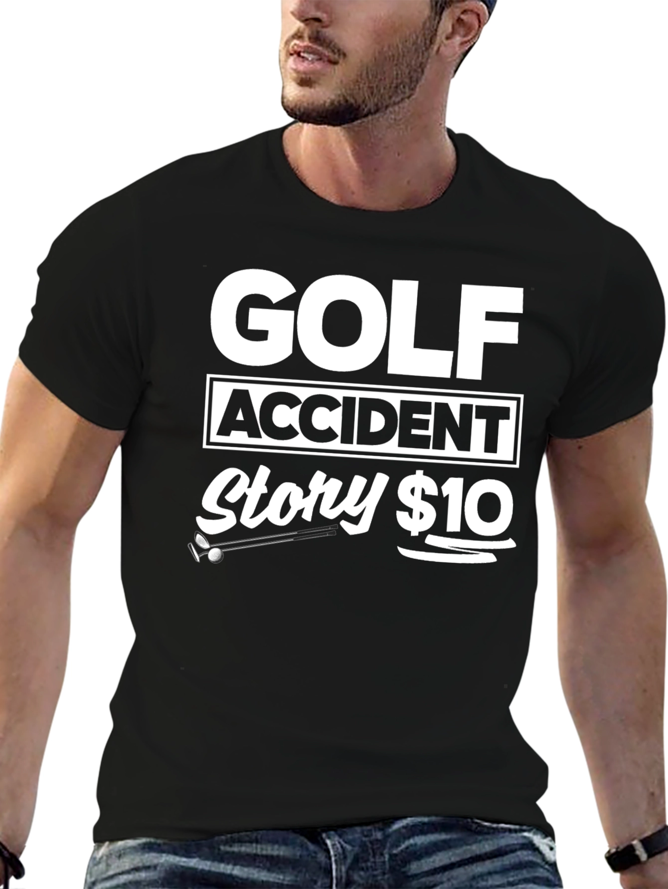 Golf Accident Story $10 Black T-Shirt