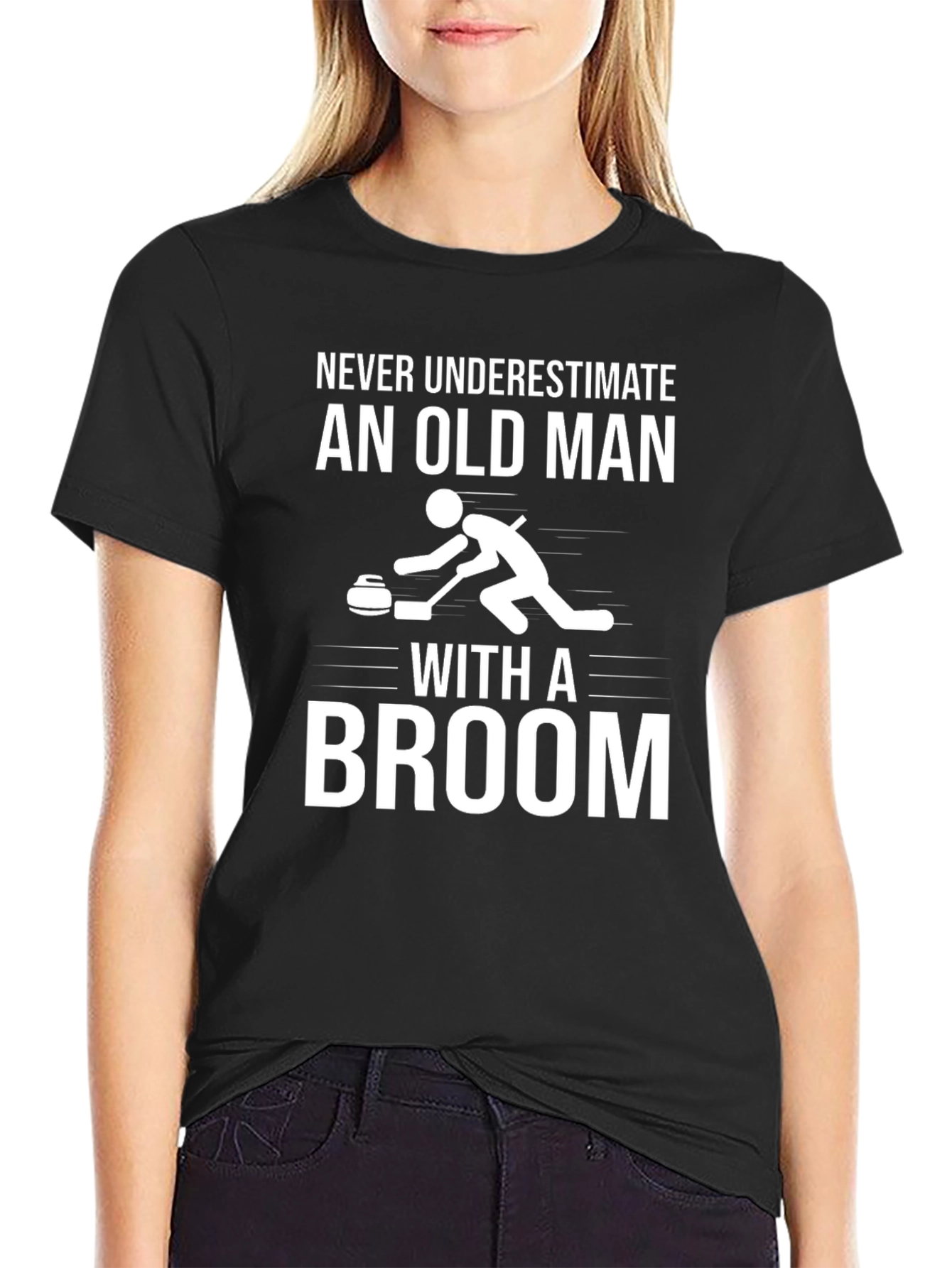 Never Underestimate Old Man With A Broom T-Shirt