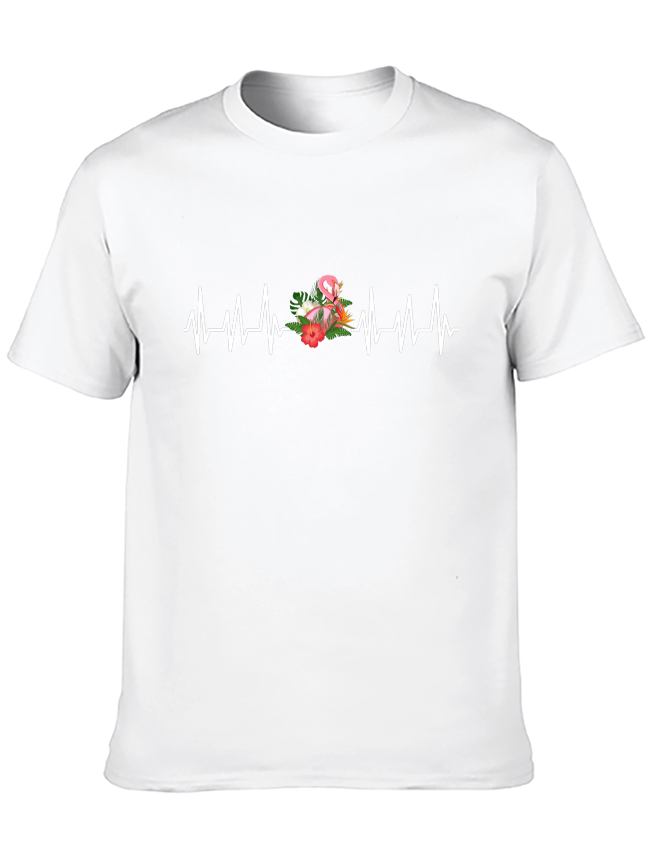 Flamingo Heartbeat Graphic Tee - Trendy Casual Wear