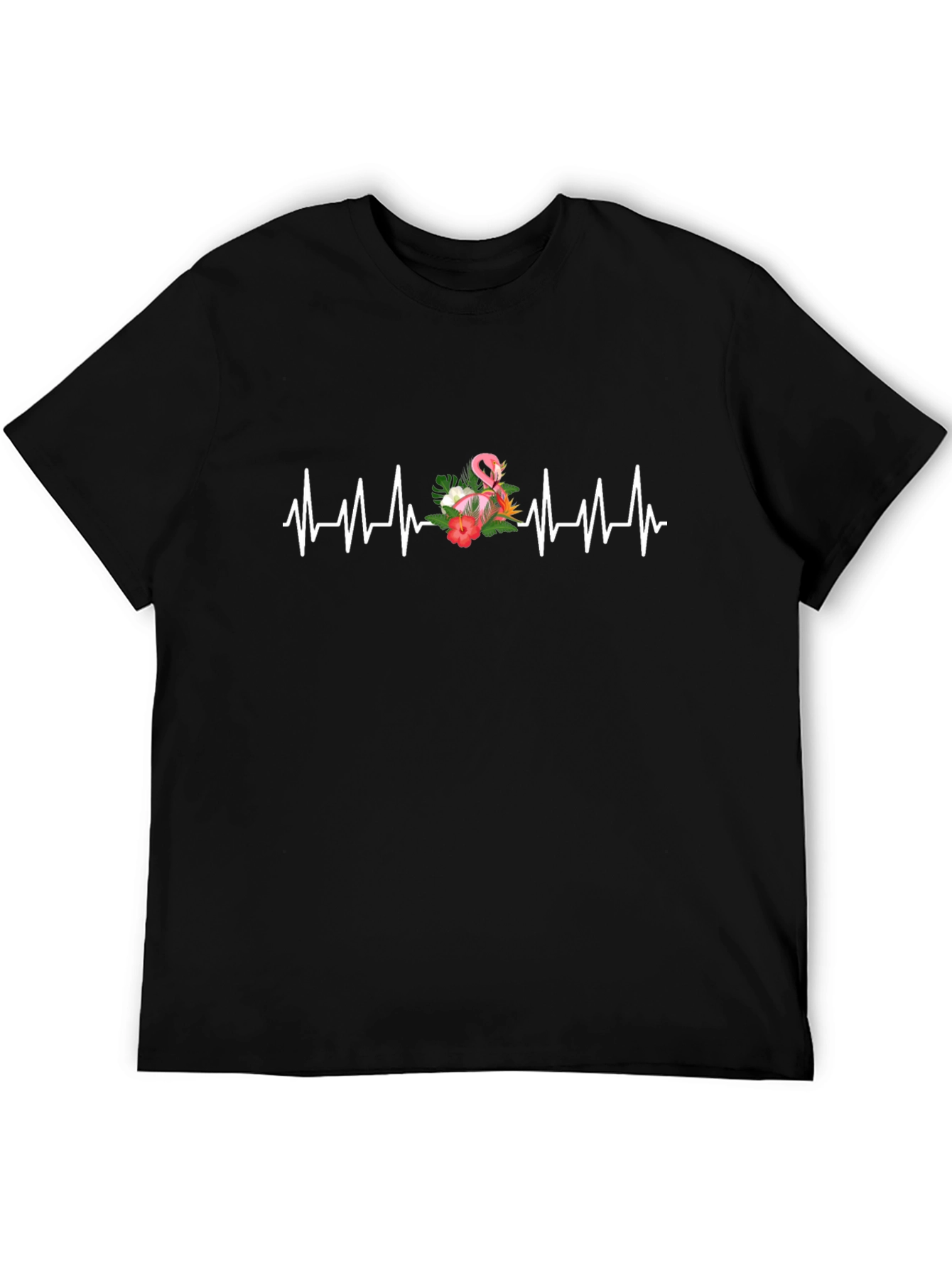 Flamingo Heartbeat Graphic Tee - Trendy Casual Wear