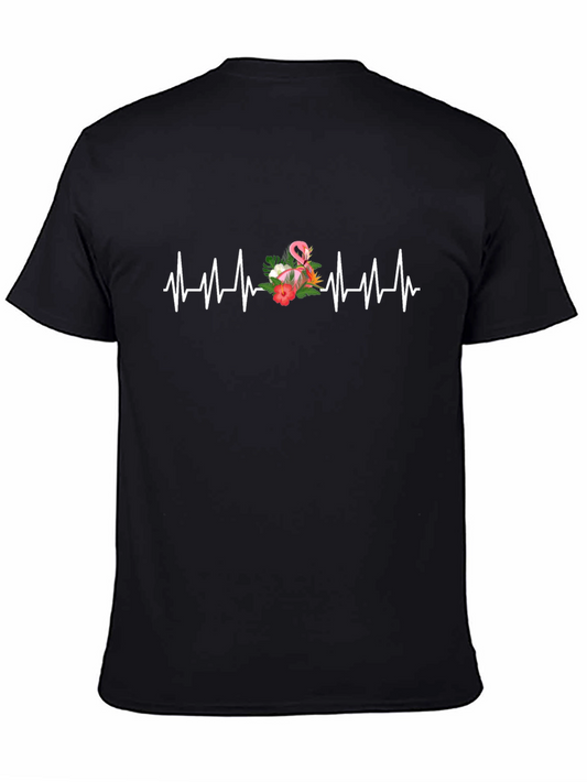 Flamingo Heartbeat Graphic Tee - Trendy Casual Wear