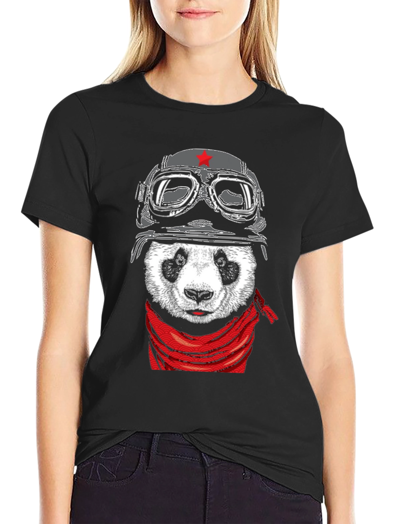 Panda Biker T-Shirt - Cool Panda Design