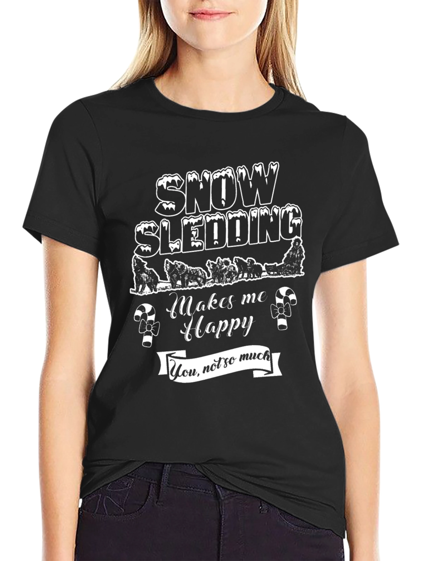 Snow Sledding Funny Graphic Tee