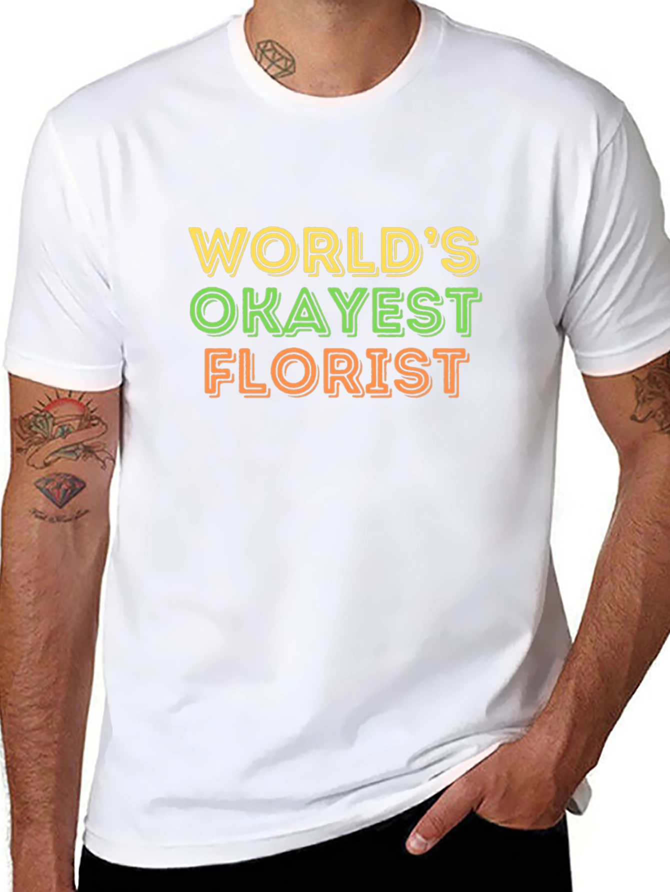Worlds Okayest Florist Black Graphic T-Shirt