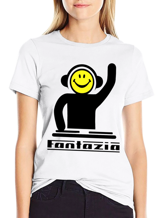 Fantazia DJ Smiley Face Graphic T-Shirt - Black