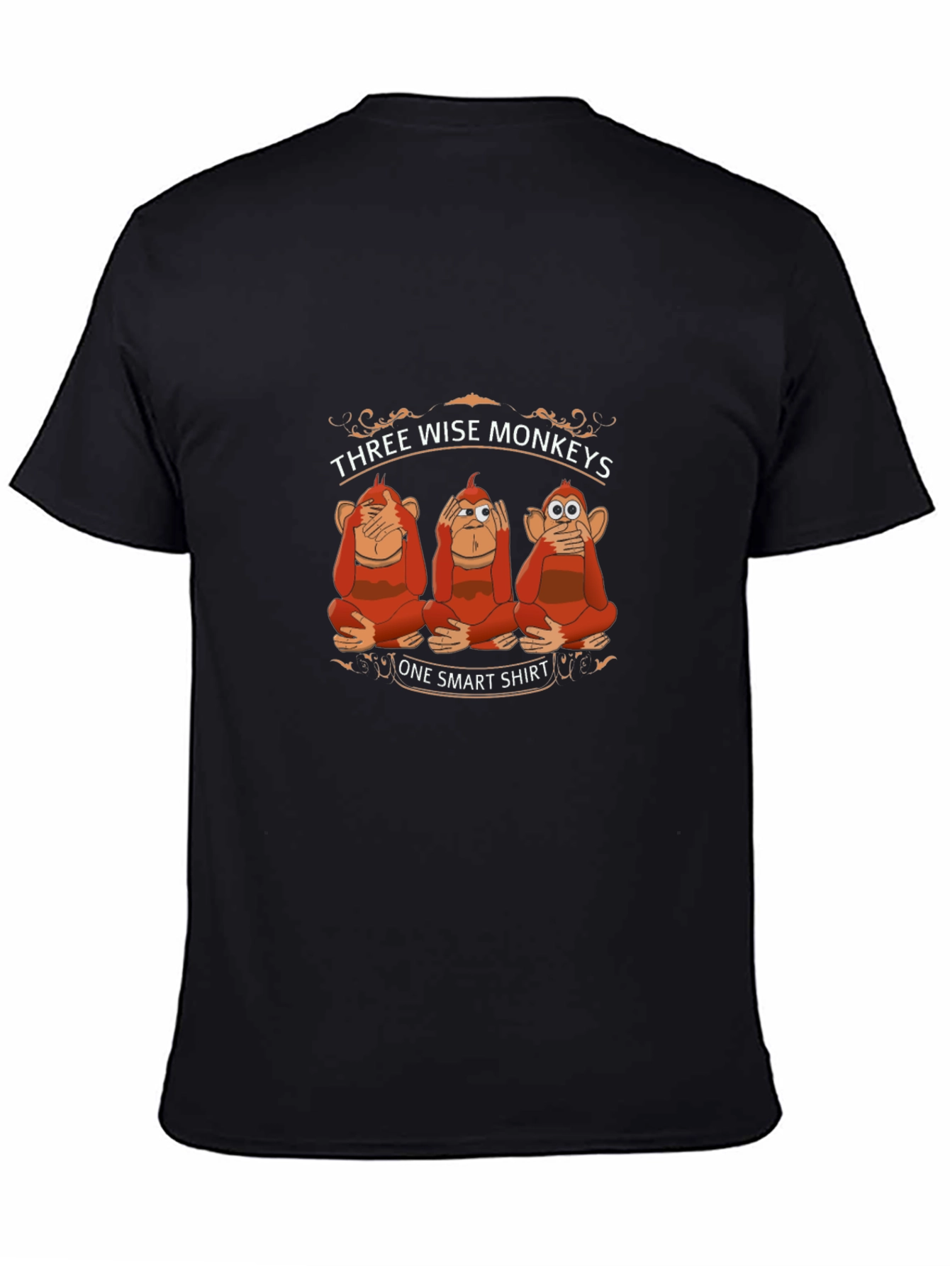 Three Wise Monkeys One Smart Shirt Black T-Shirt