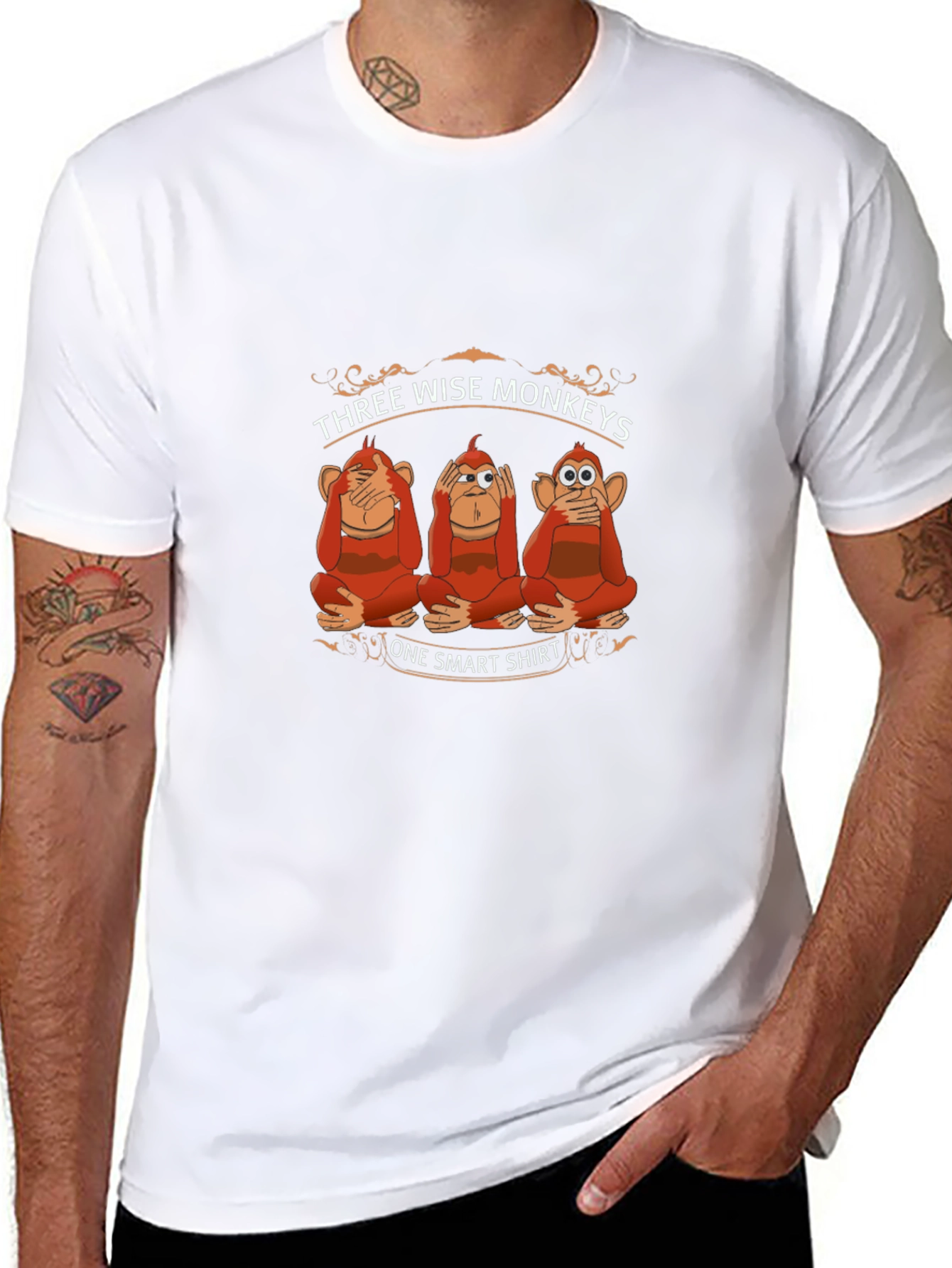 Three Wise Monkeys One Smart Shirt Black T-Shirt