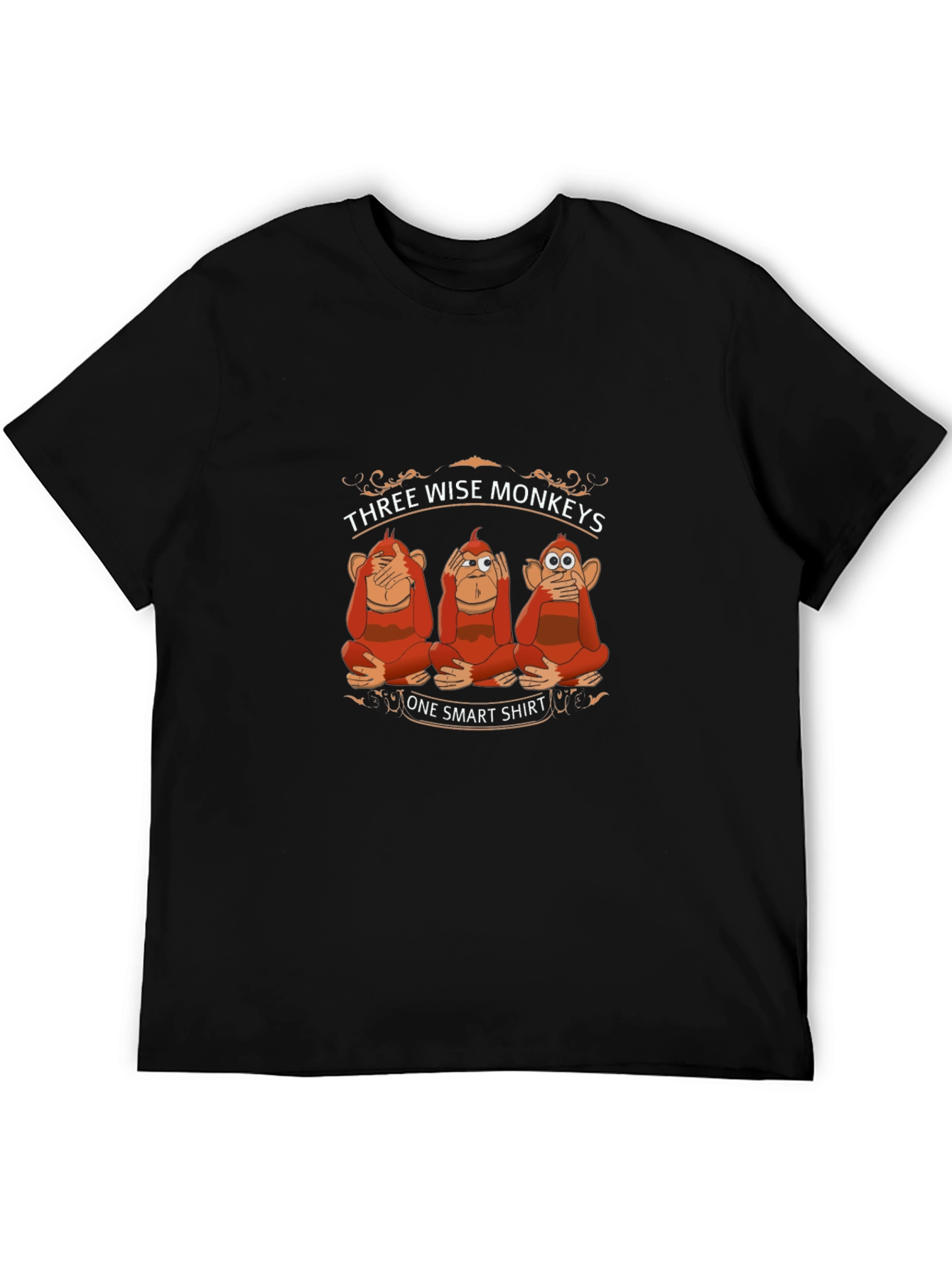 Three Wise Monkeys One Smart Shirt Black T-Shirt