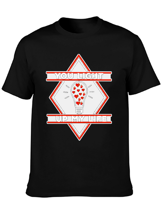 You Light Up My Life T-Shirt - Heart Bulb Design