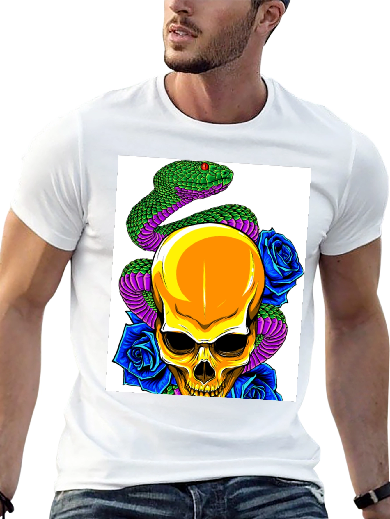 Skull Snake Rose Graphic Tee