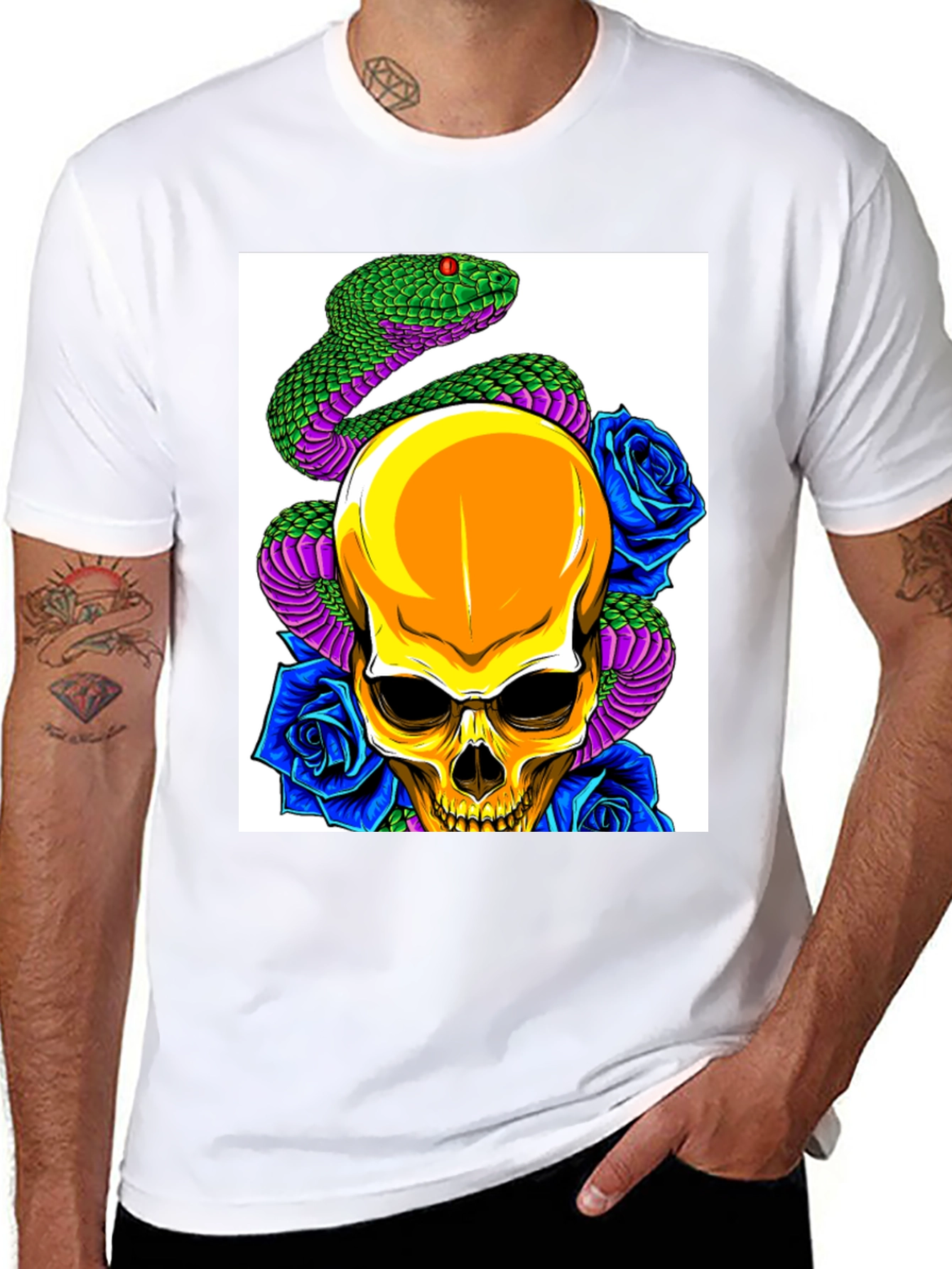 Skull Snake Rose Graphic Tee