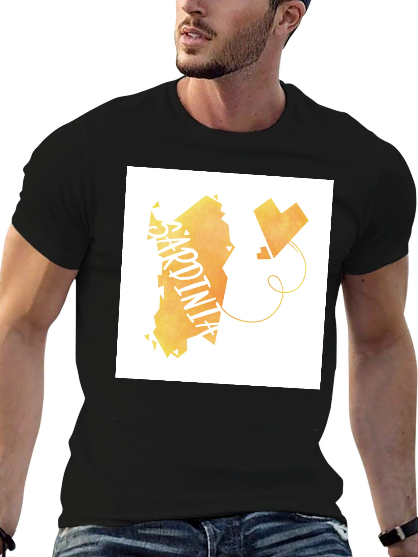 Sardinia Love T-Shirt - Black Cotton Tee