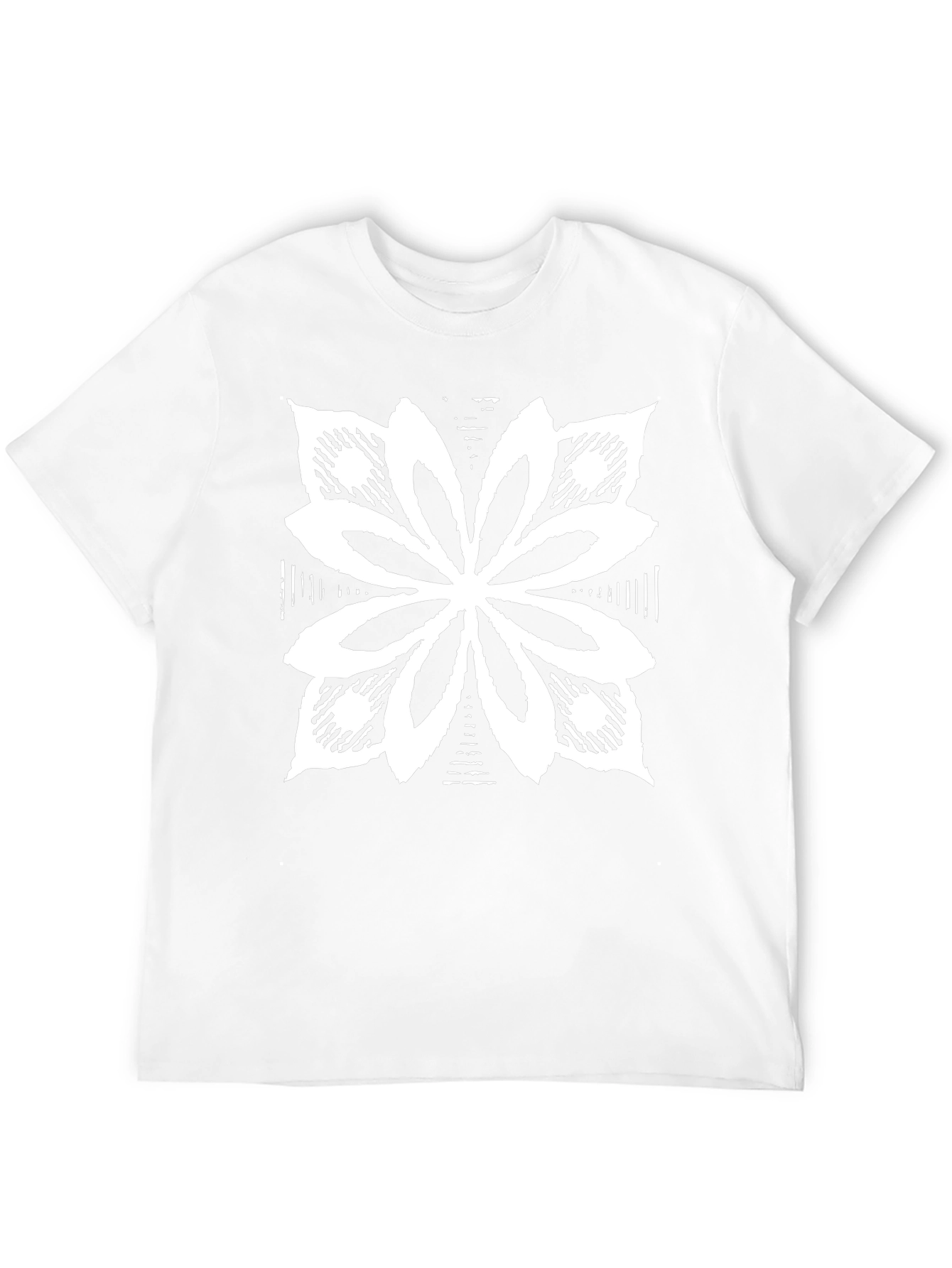 Black T-Shirt with White Floral Graphic