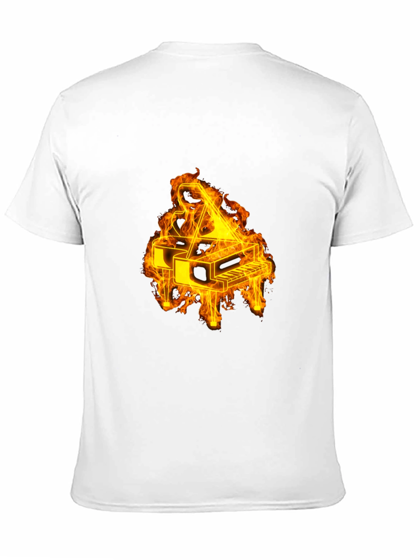 Flaming Piano Graphic Tee - Black Cotton Blend