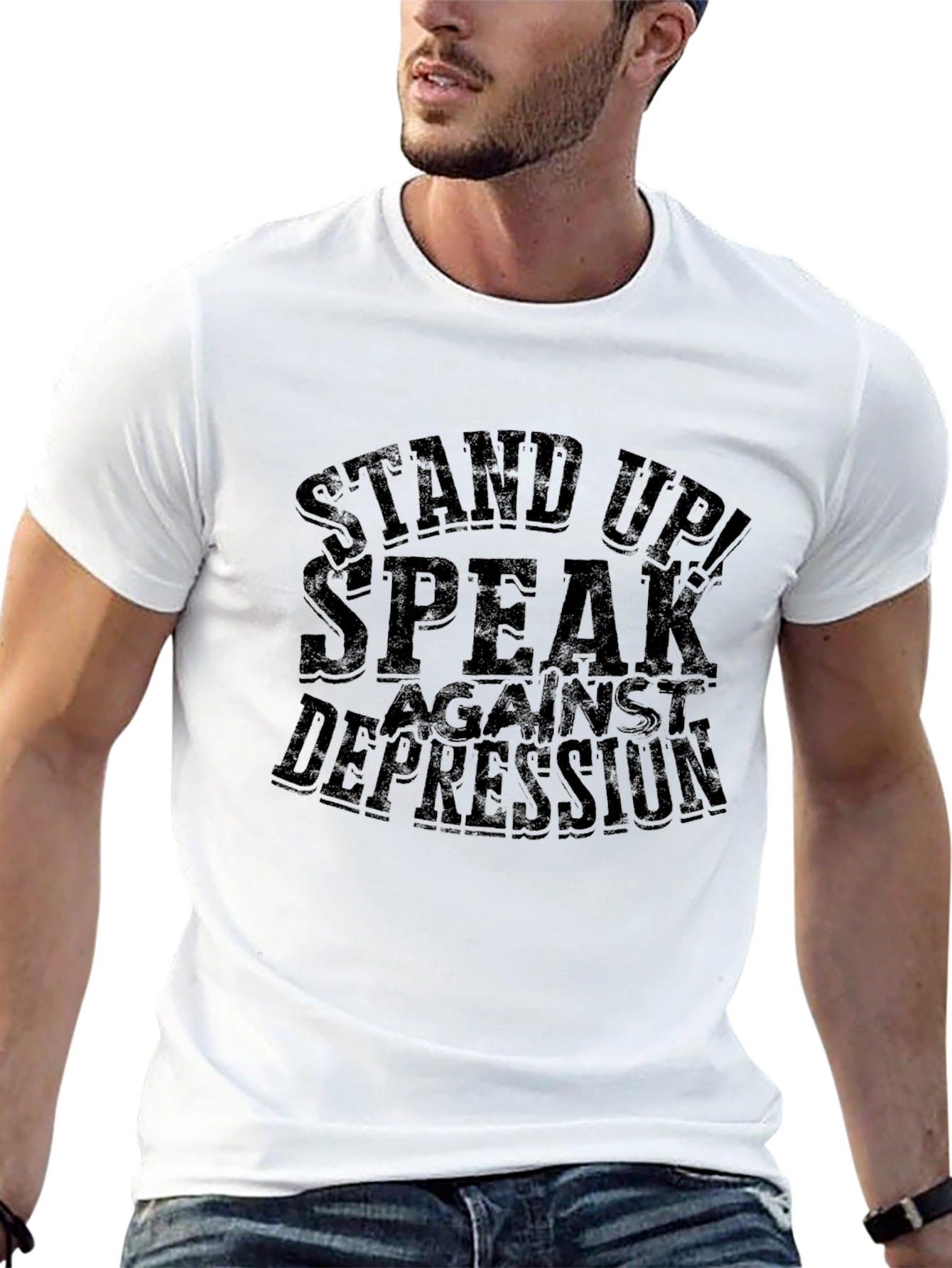 Stand Up Speak Against Depression Black T-Shirt