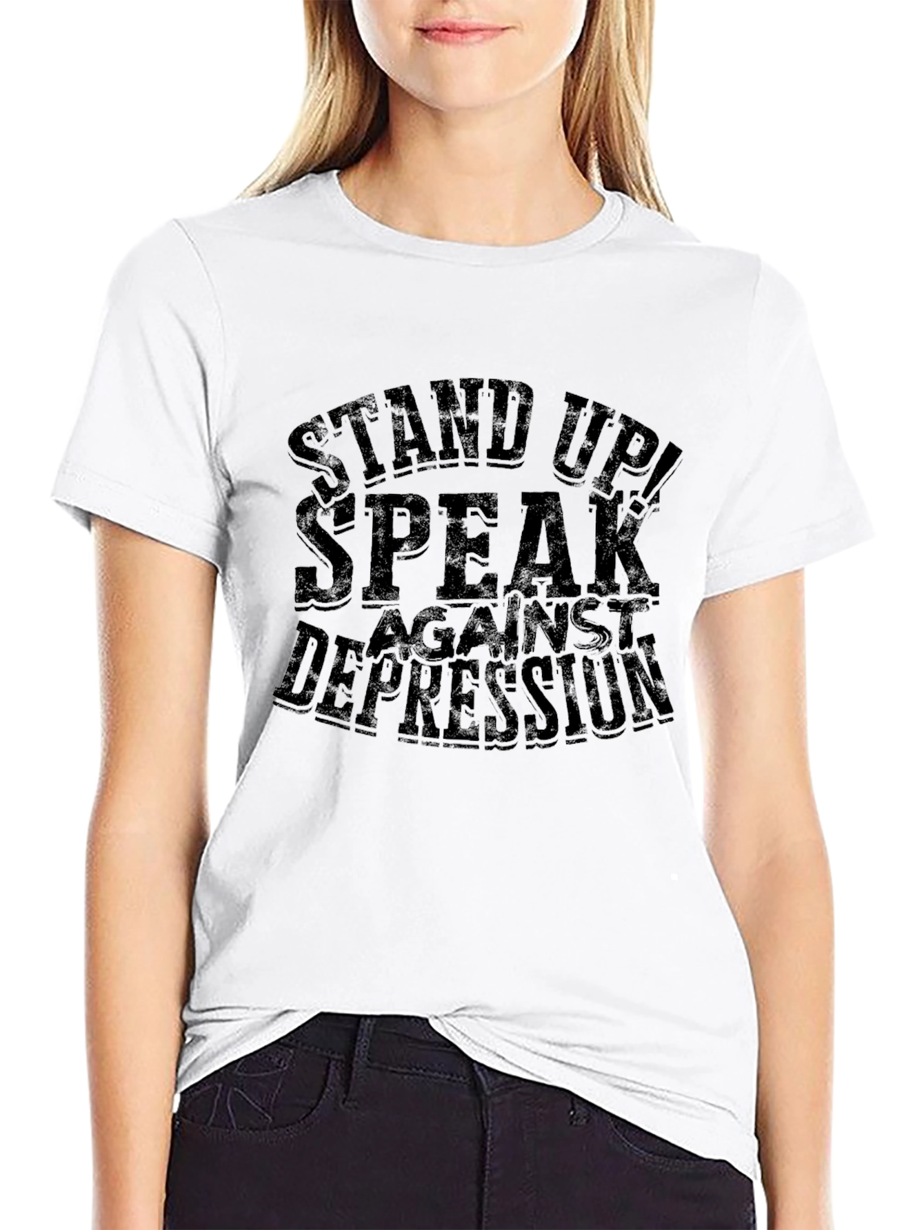 Stand Up Speak Against Depression Black T-Shirt