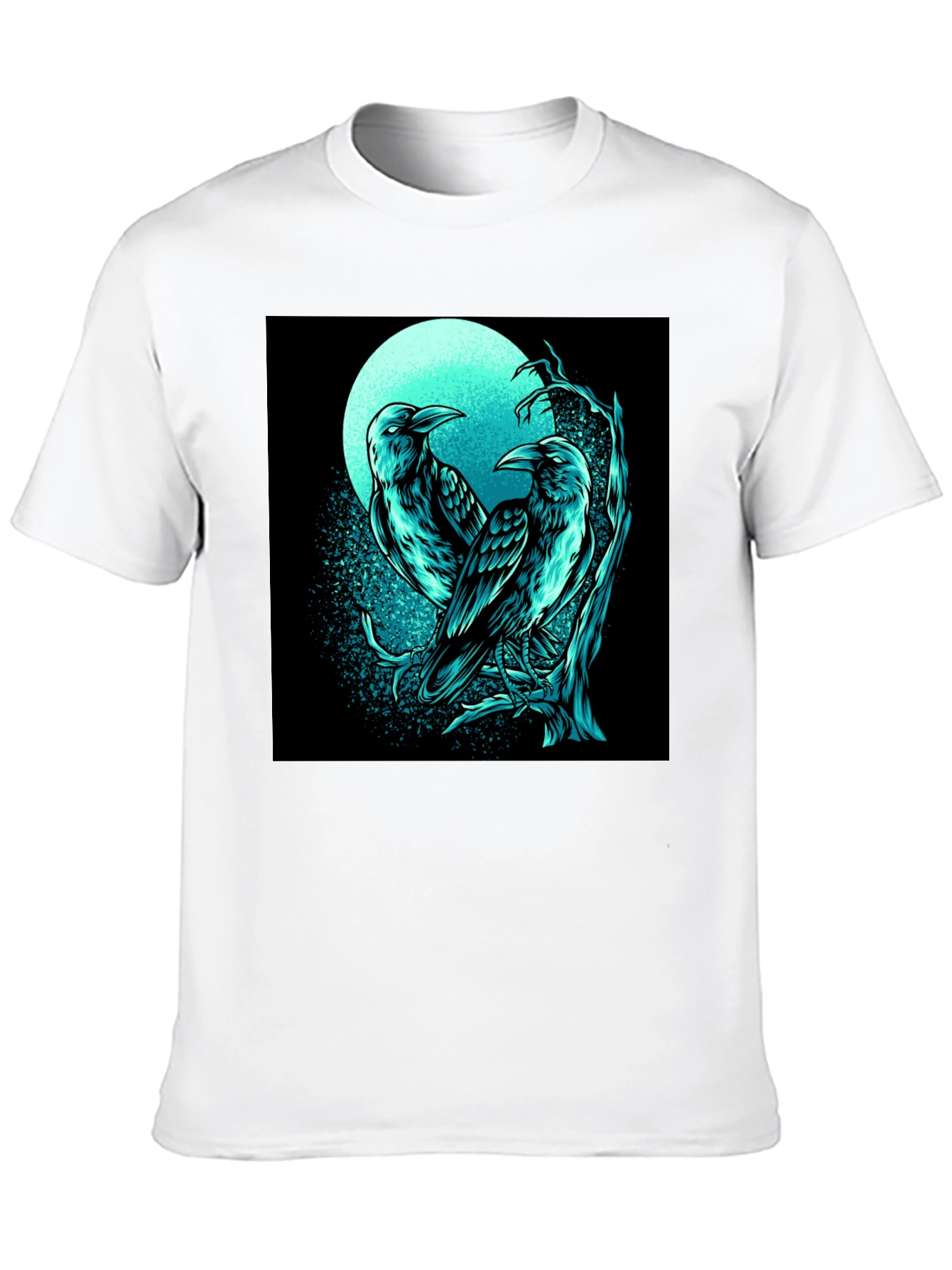 Raven Moon Graphic Tee - Black Cotton T-Shirt