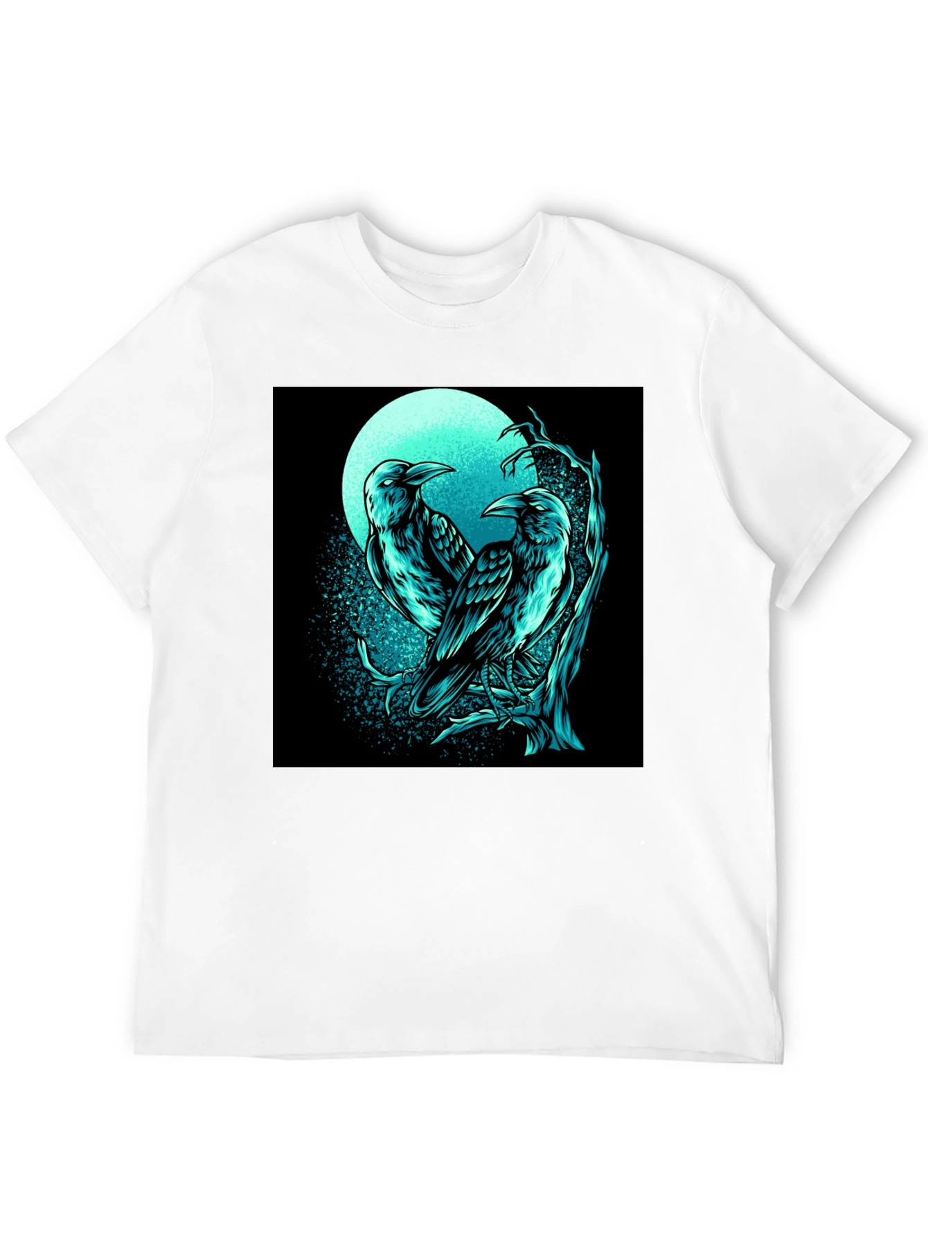 Raven Moon Graphic Tee - Black Cotton T-Shirt
