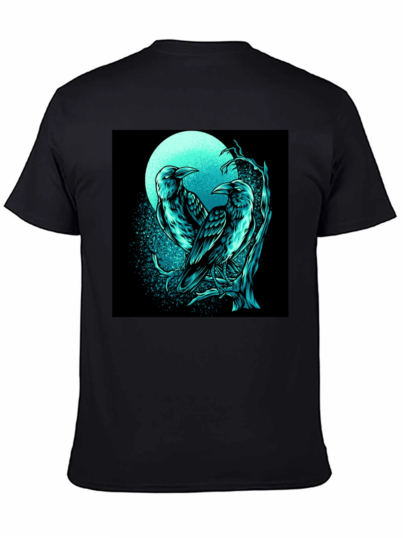 Raven Moon Graphic Tee - Black Cotton T-Shirt