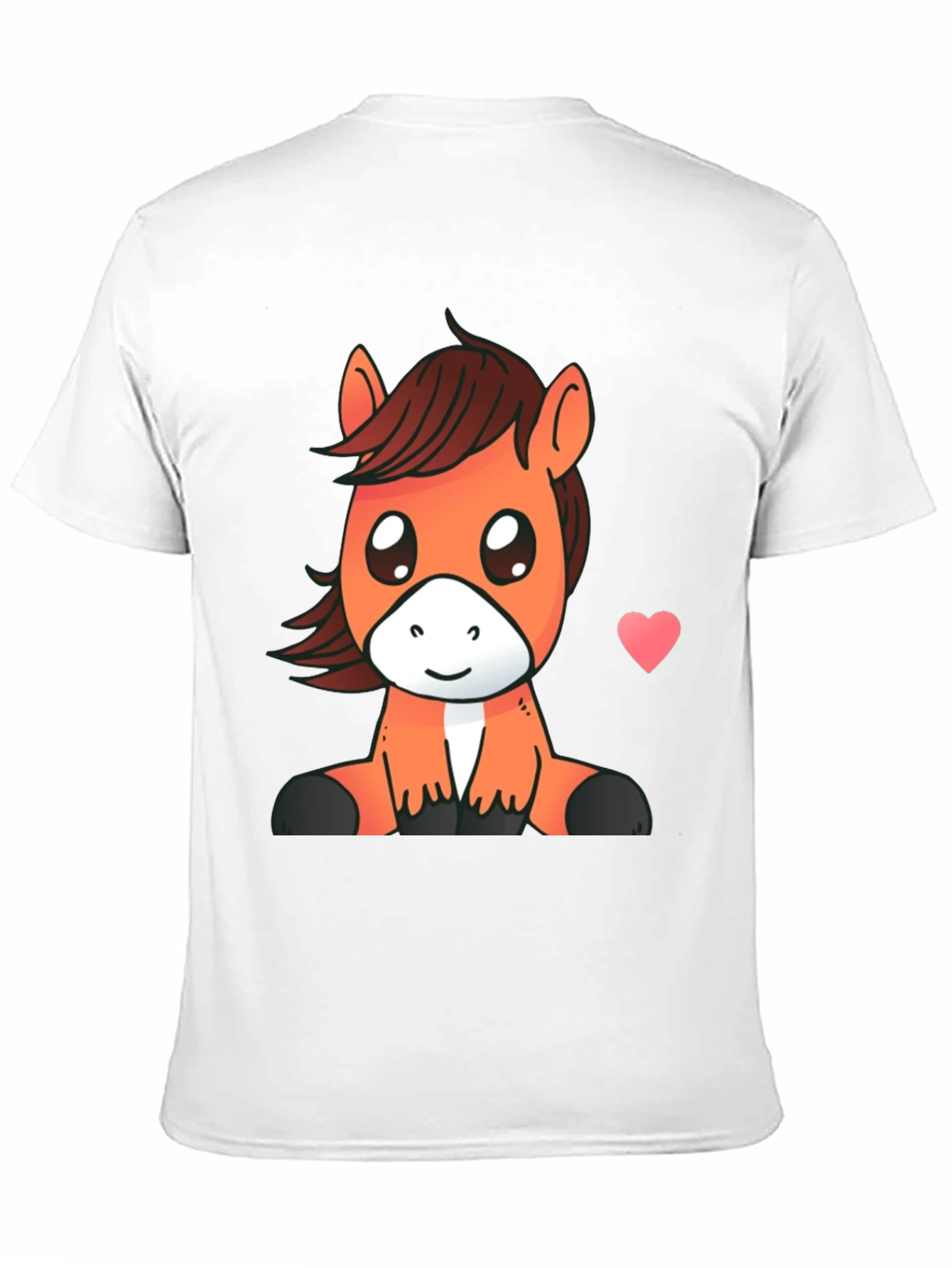 Cute Cartoon Horse Graphic Tee - Black