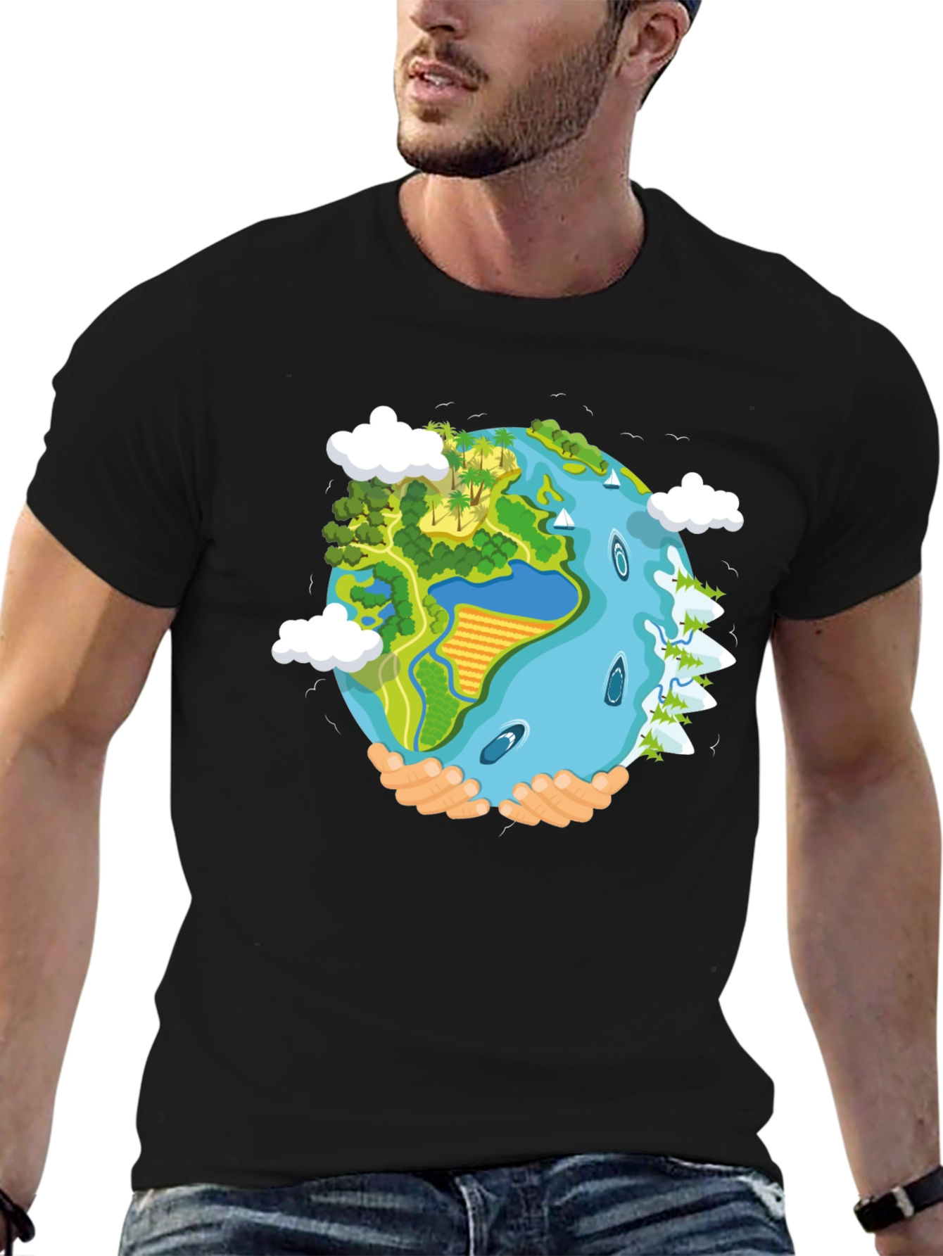 Earth in Hands Graphic Tee - Save the Planet
