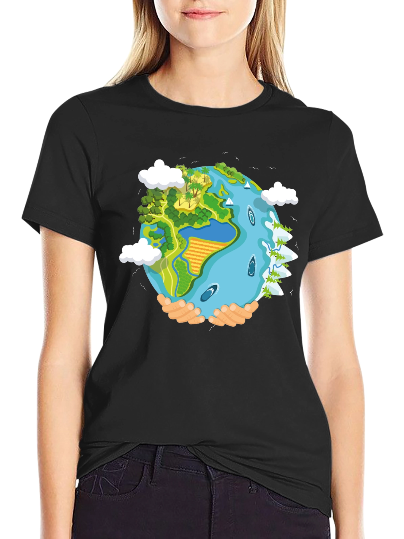Earth in Hands Graphic Tee - Save the Planet