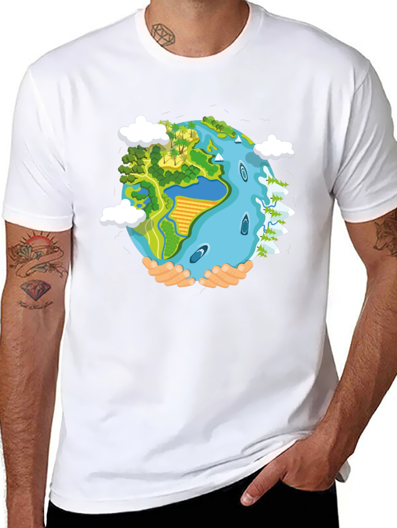 Earth in Hands Graphic Tee - Save the Planet