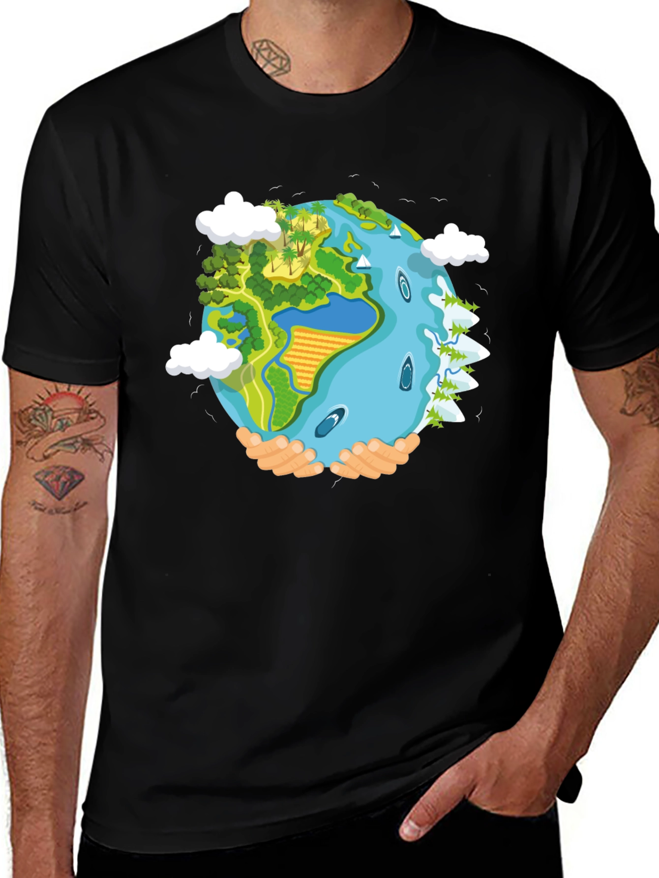 Earth in Hands Graphic Tee - Save the Planet