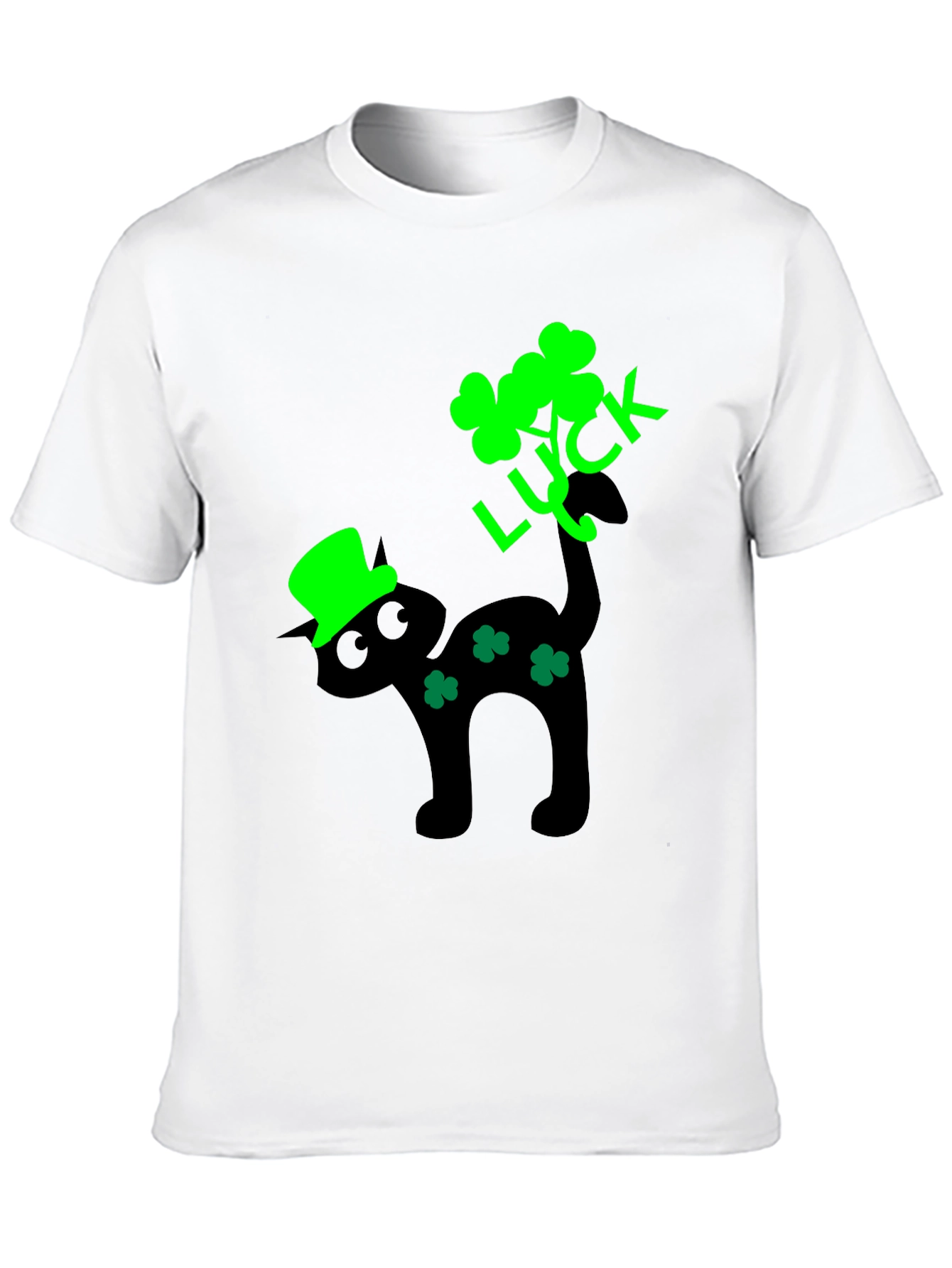 Lucky Cat St. Patricks Day Black T-Shirt