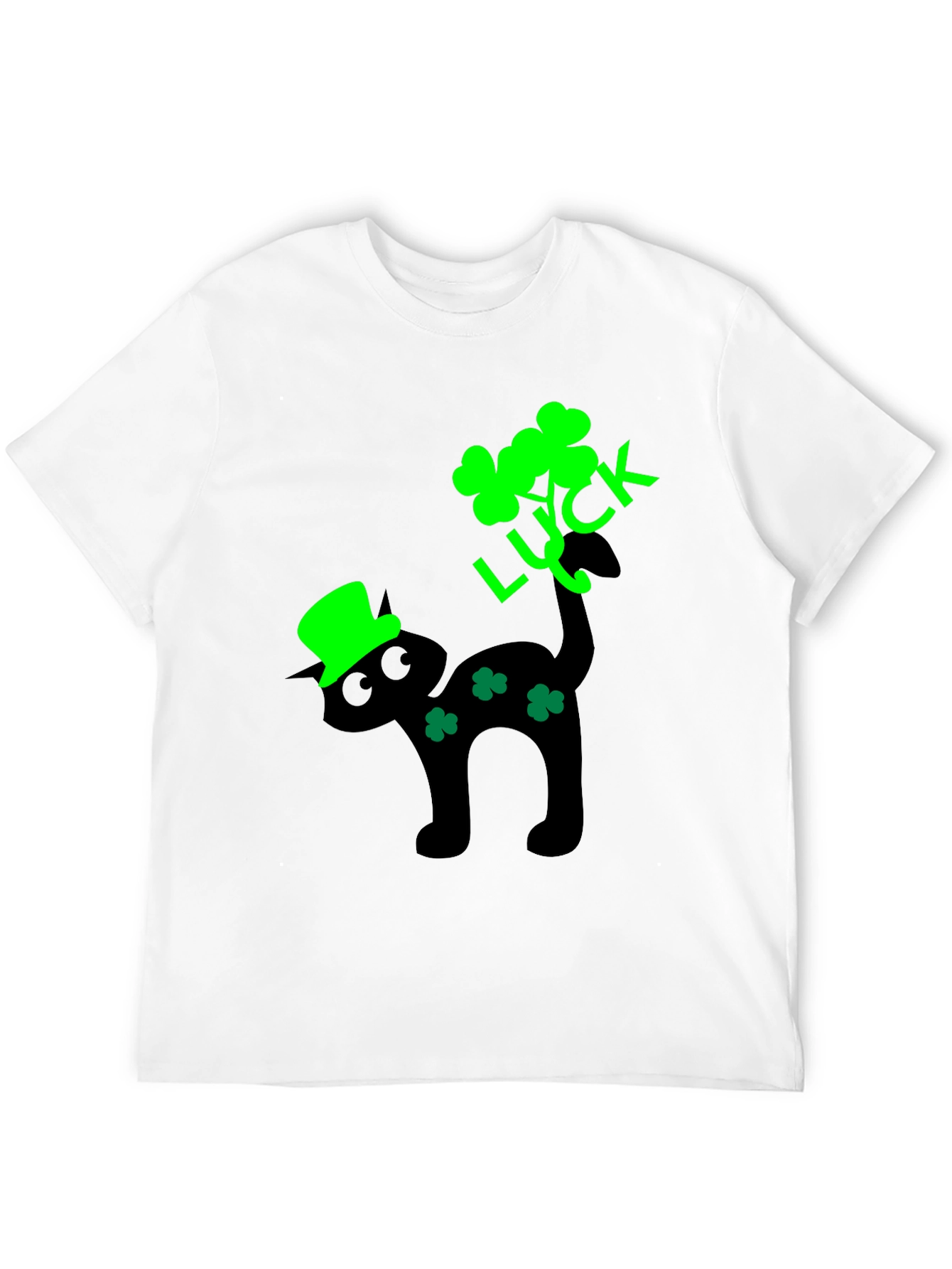 Lucky Cat St. Patricks Day Black T-Shirt
