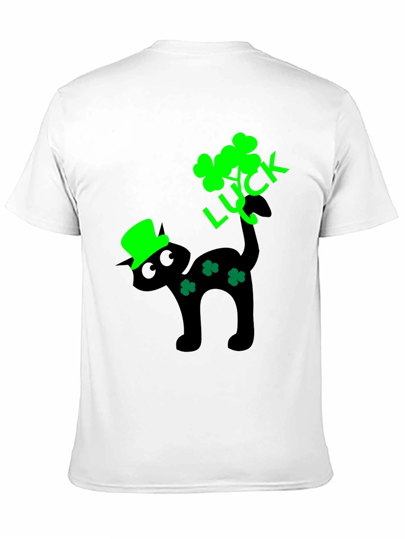 Lucky Cat St. Patricks Day Black T-Shirt