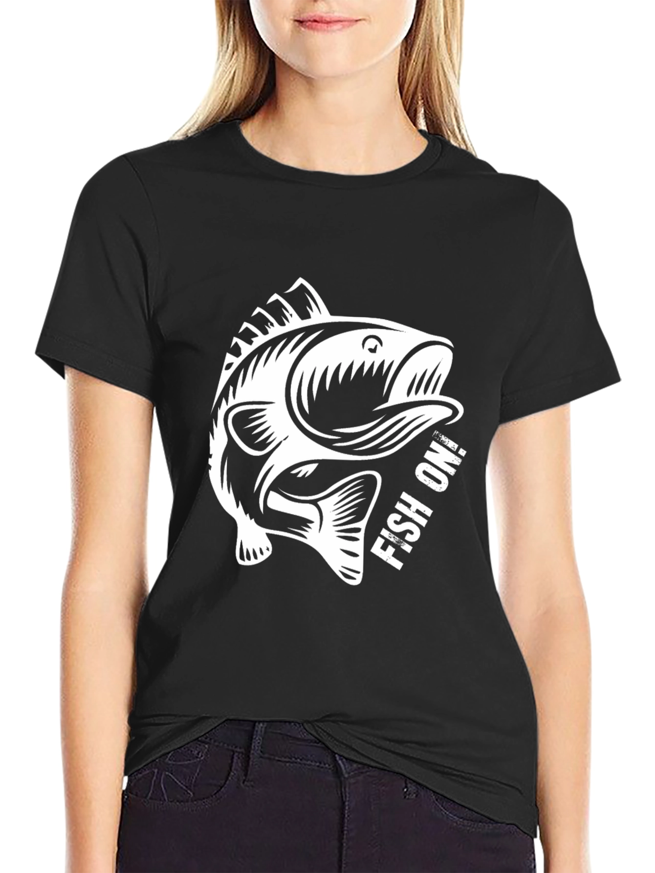 Fish On! Graphic Tee - Black Cotton T-Shirt