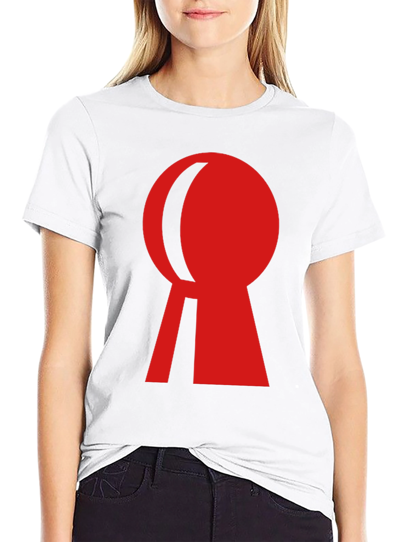 Red Keyhole Graphic Black T-Shirt