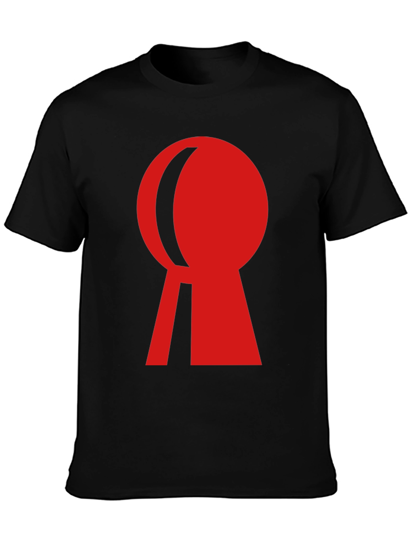 Red Keyhole Graphic Black T-Shirt