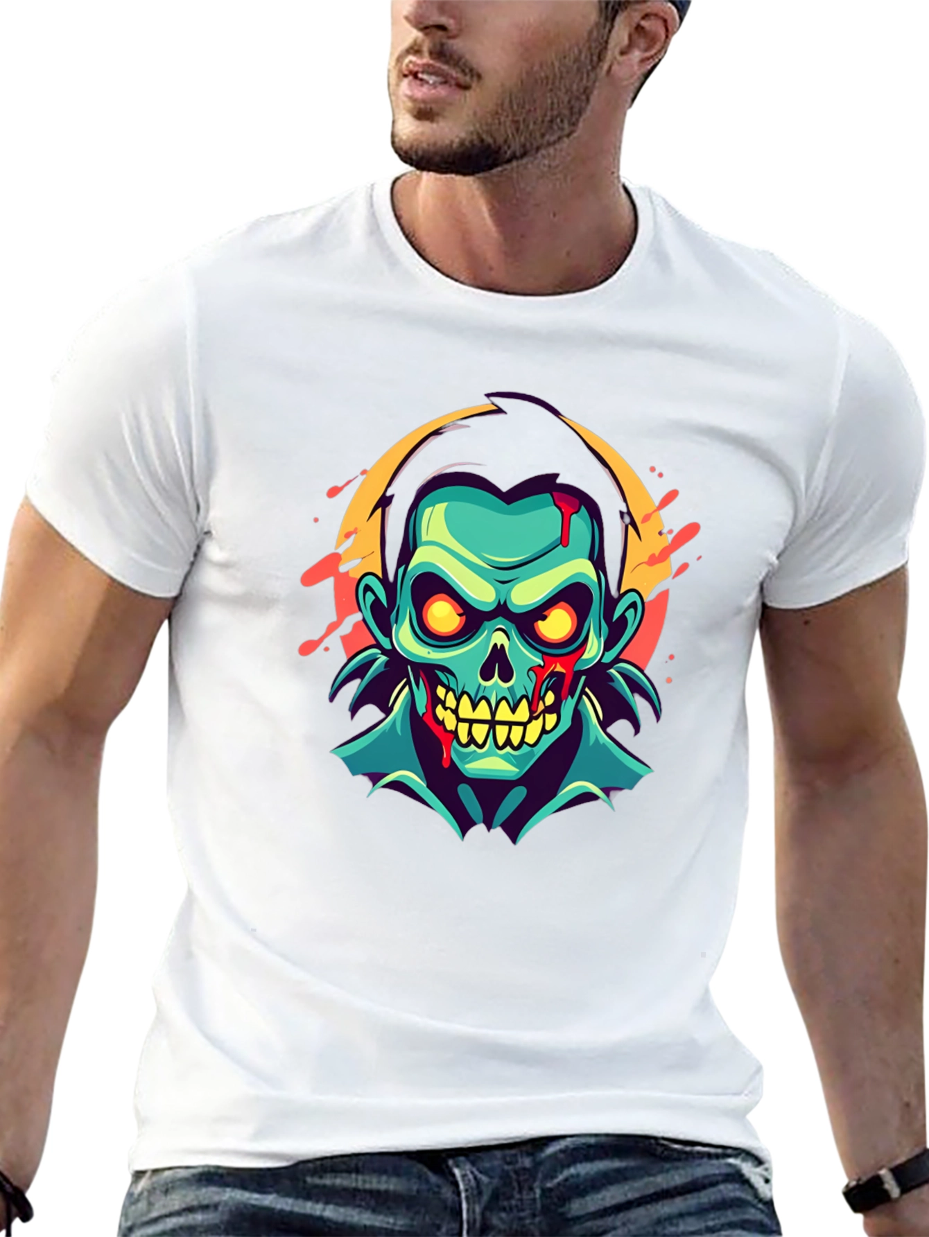 Zombie Graphic Print T-Shirt - Unique Halloween Fashion