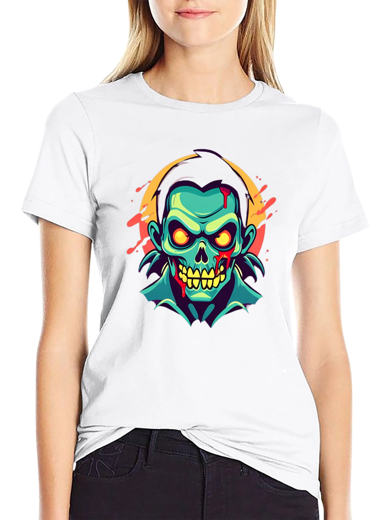 Zombie Graphic Print T-Shirt - Unique Halloween Fashion