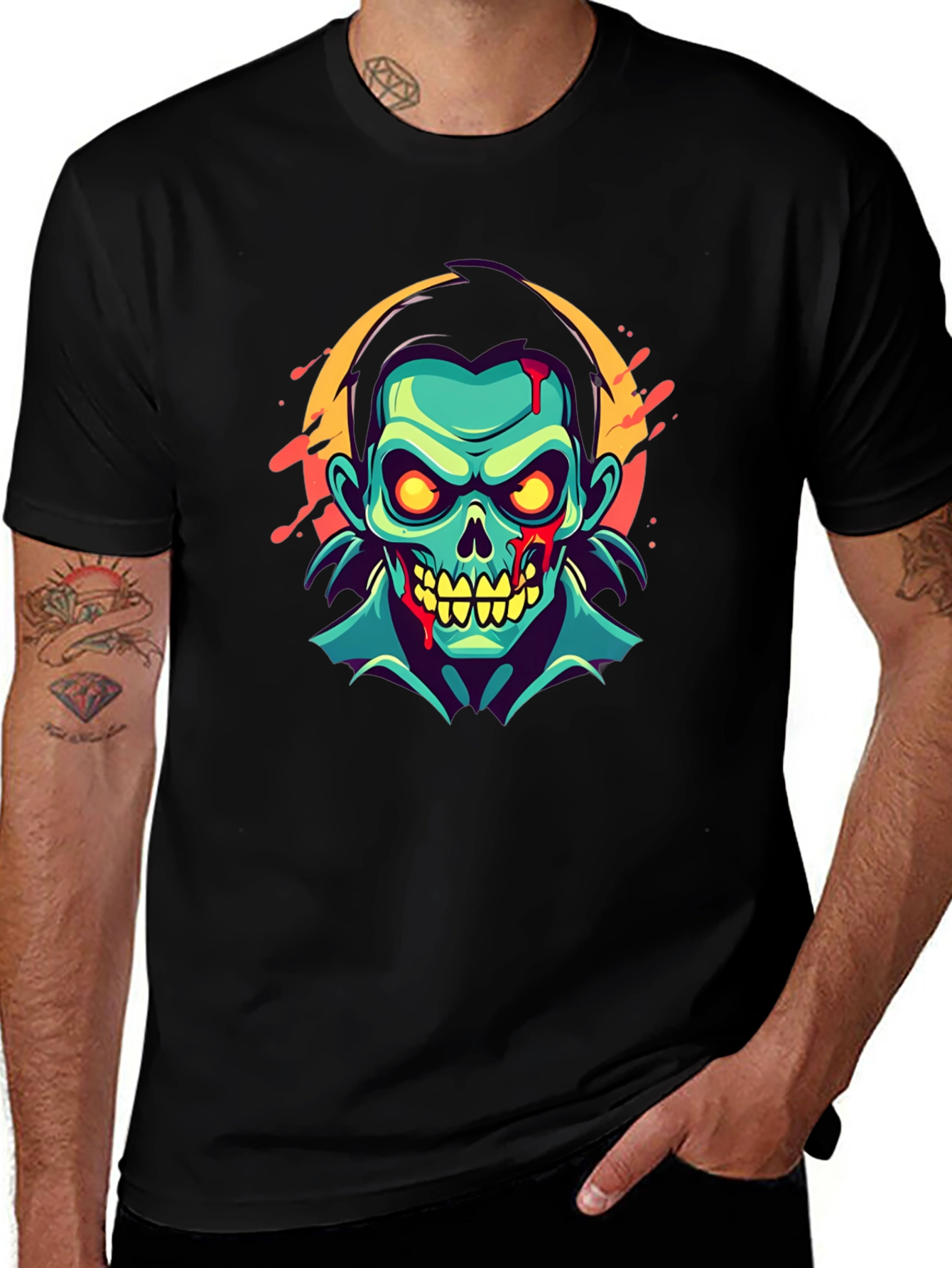 Zombie Graphic Print T-Shirt - Unique Halloween Fashion