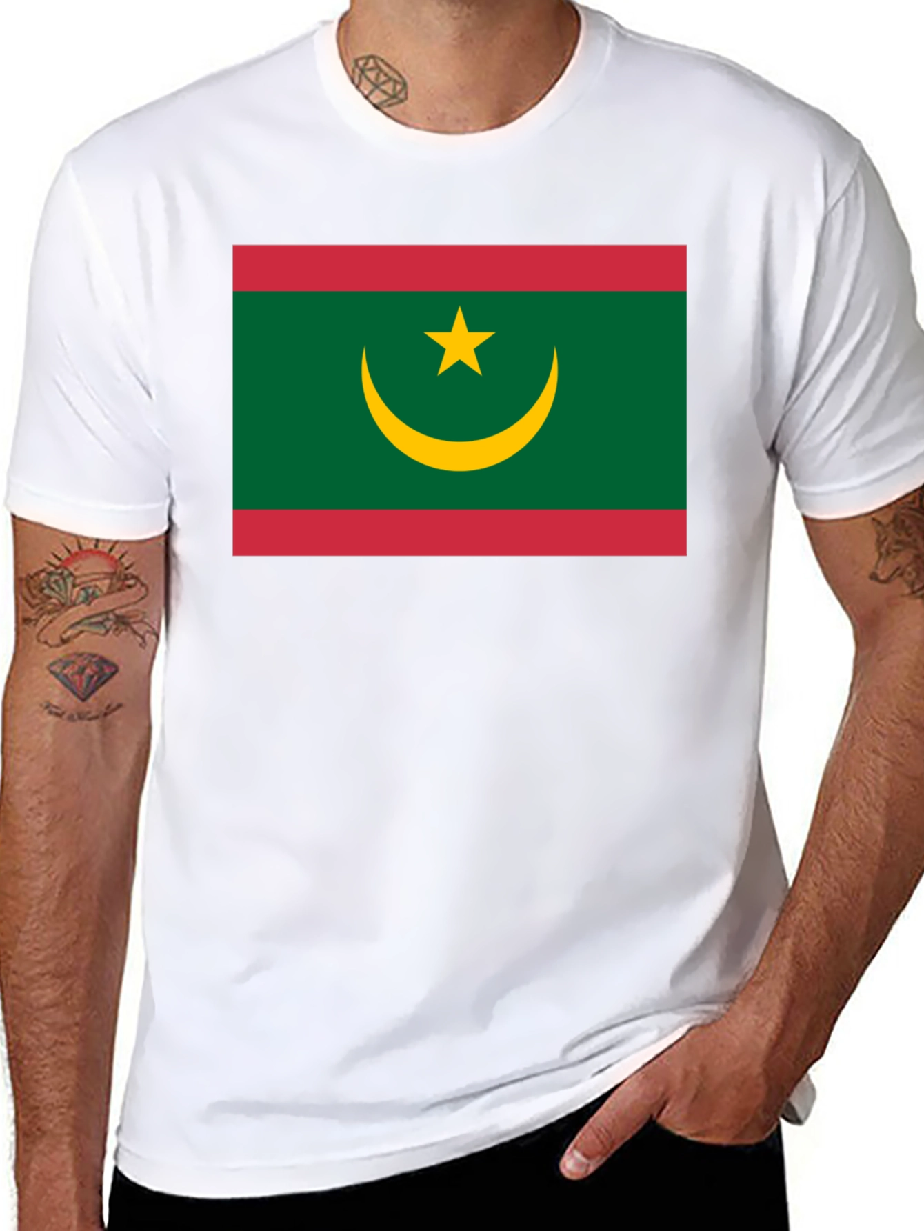 Mauritania Flag T-Shirt - Black Crew Neck Tee