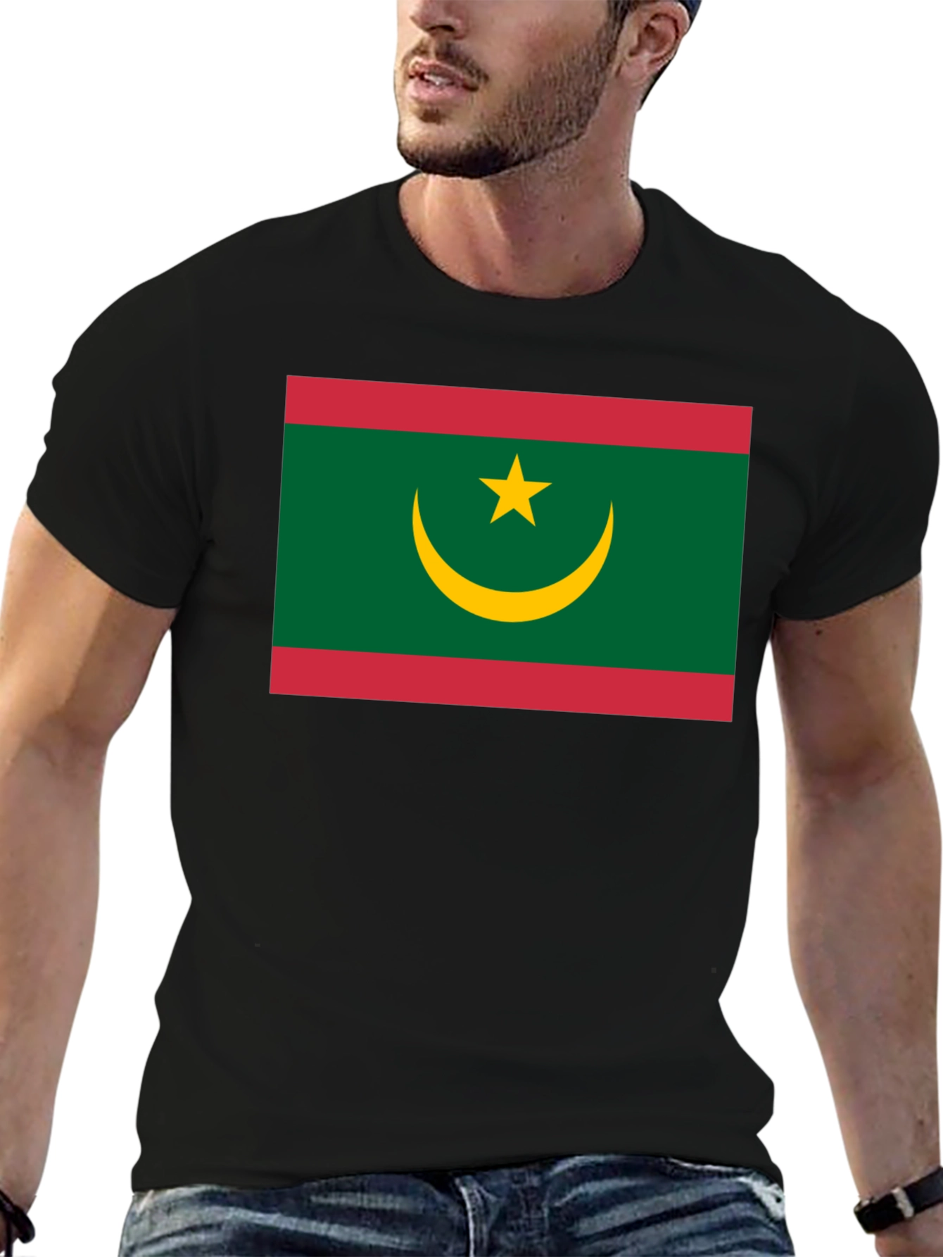 Mauritania Flag T-Shirt - Black Crew Neck Tee